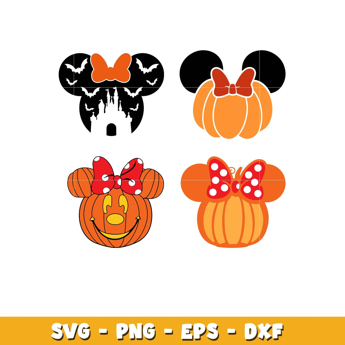 Minnie Mouse Pumpkin bundle svg, Disney cartoon svg, Digital download
