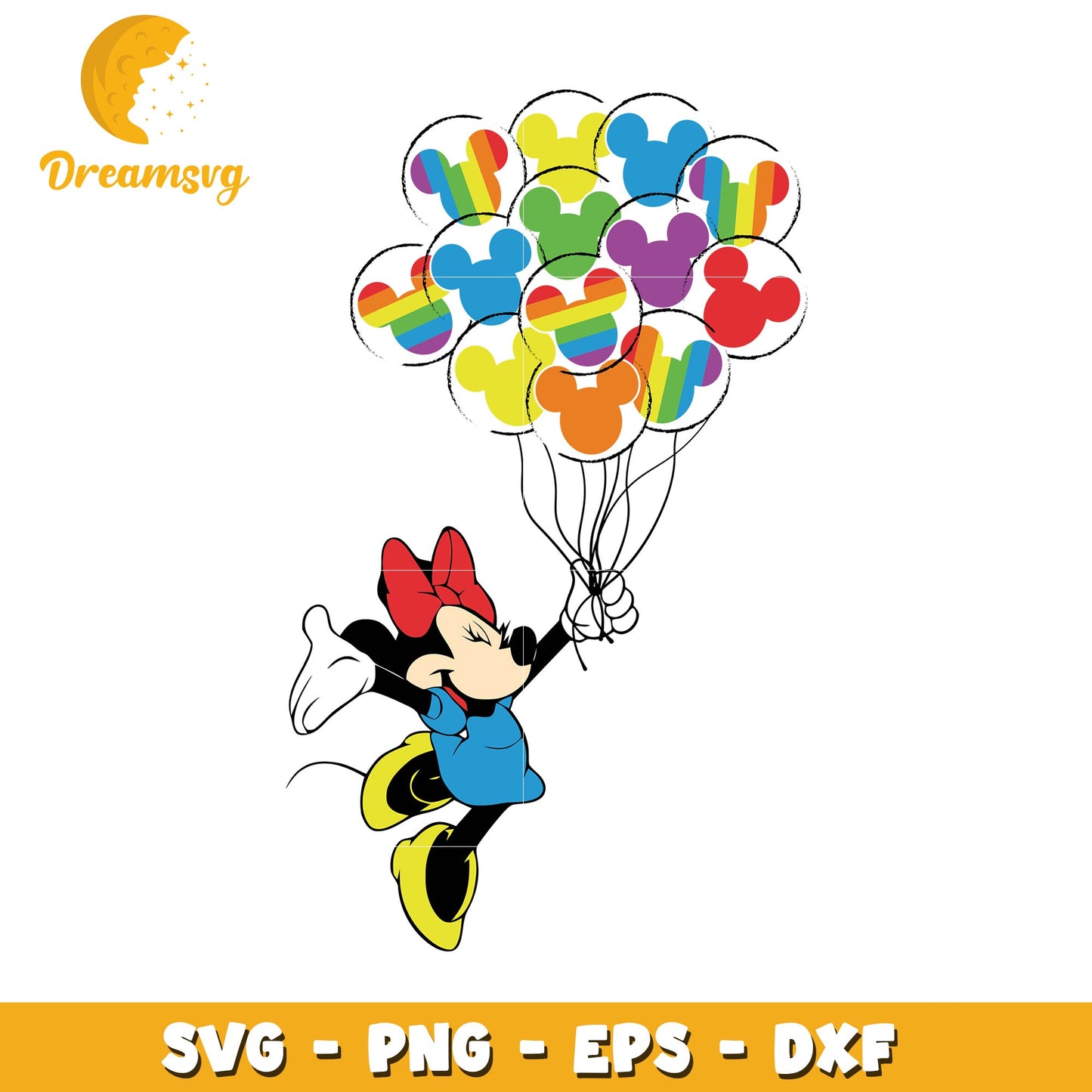 Minnie Mouse Rainbow Balloons SVG PNG EPS DXF