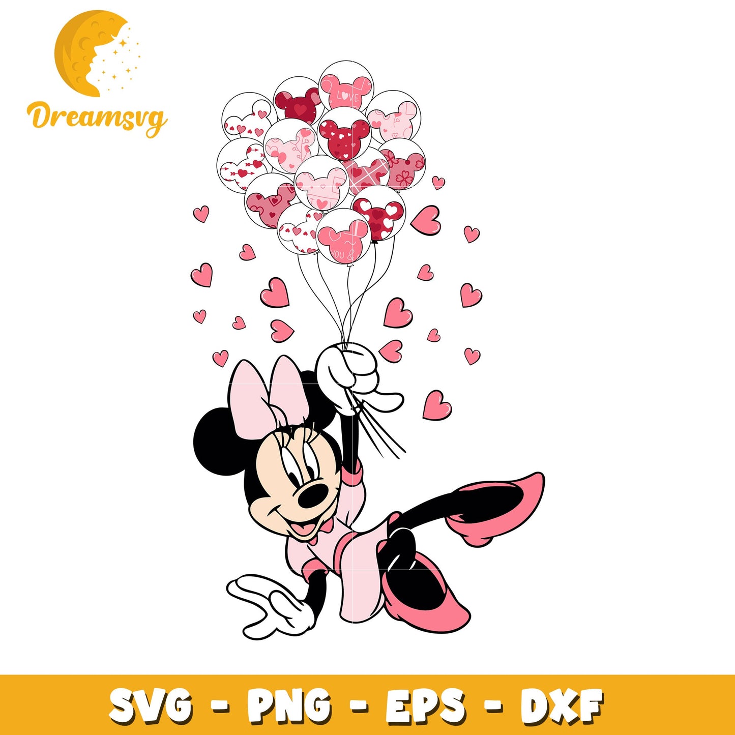Minnie Mouse Valentine Balloons SVG PNG EPS DXF