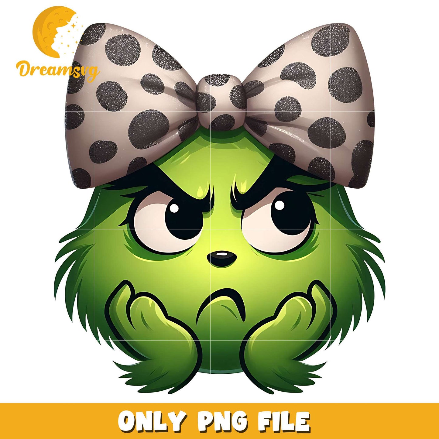 Miss grinch and white christmas bow png, grinch png, christmas png