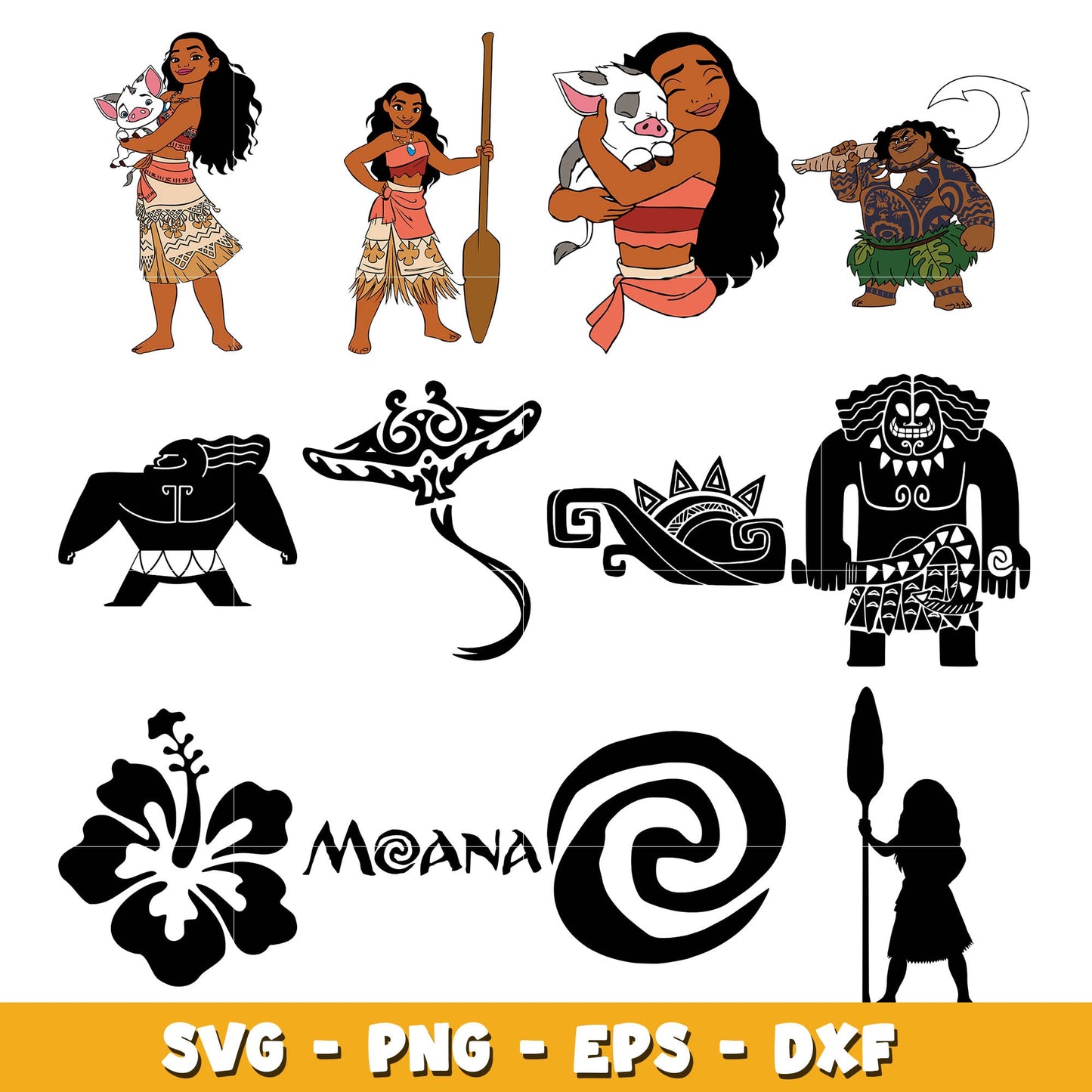 Disney Moana bundle svg, Disney cartoon svg, Digital download