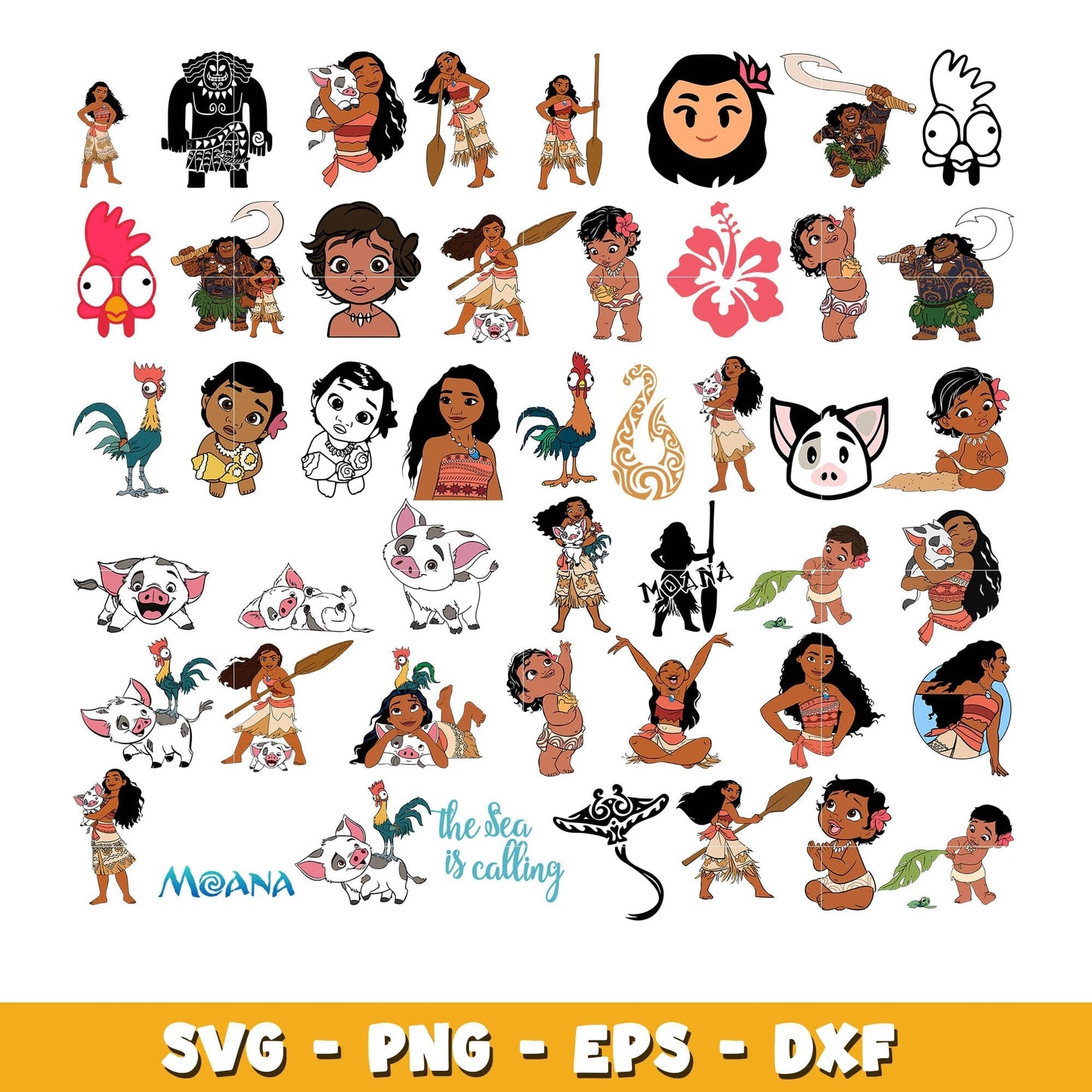 Moana Sticker bundle svg, Disney cartoon svg, Digital download