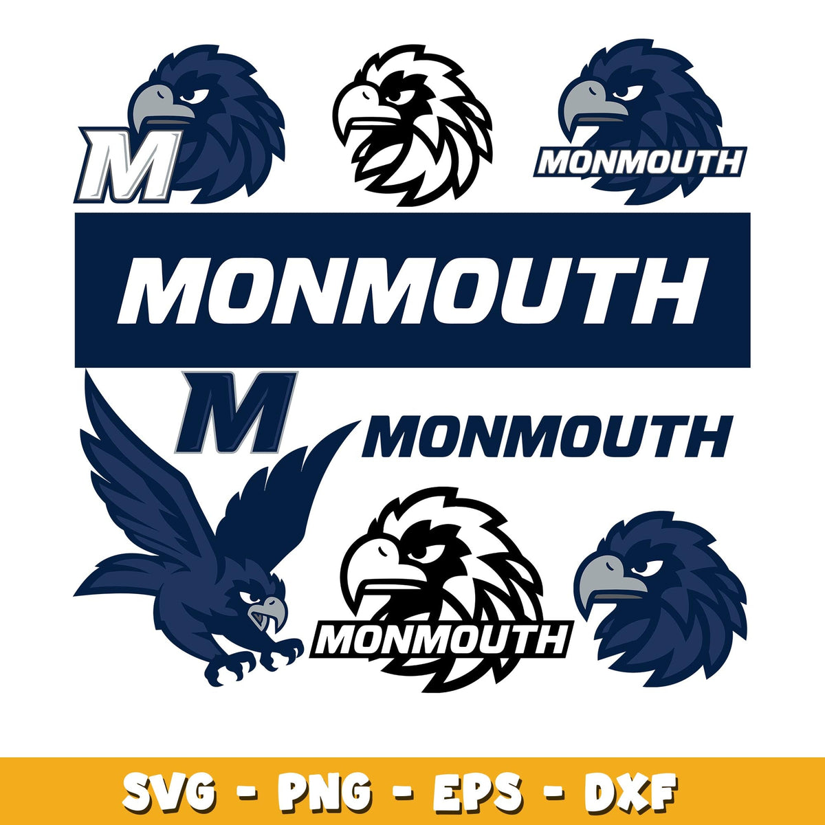 Monmouth Hawks Bundle svg, Monmouth Hawks logo svg, ncaa svg