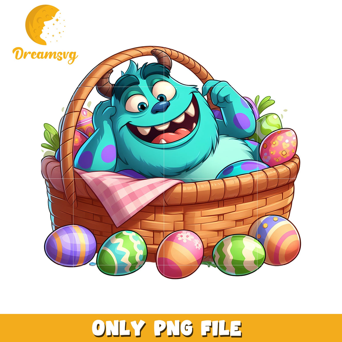Monster Sulley easter day png, easter eggs png, monster school png