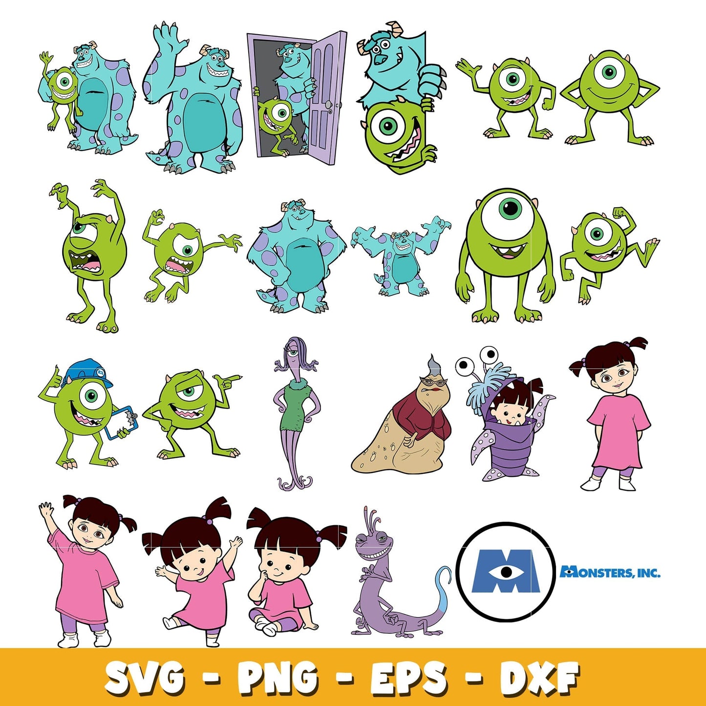 Baby Monster Inc Characters bundle svg, Disney cartoon svg, Digital download