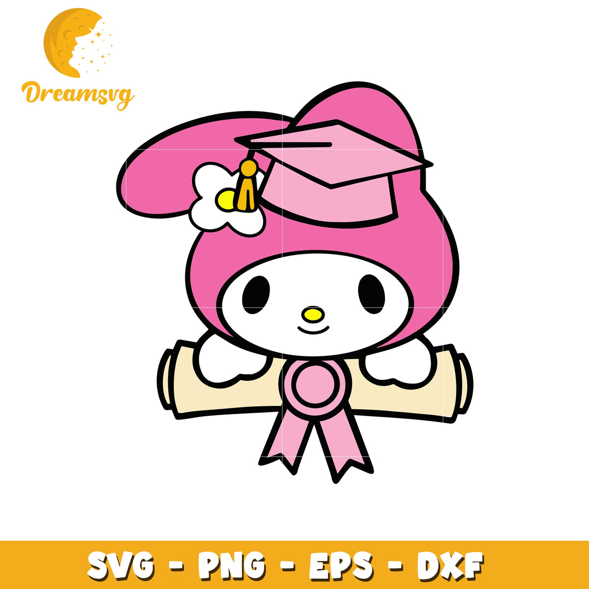 My Melody graduation svg, My Melody character svg, graduatioon svg