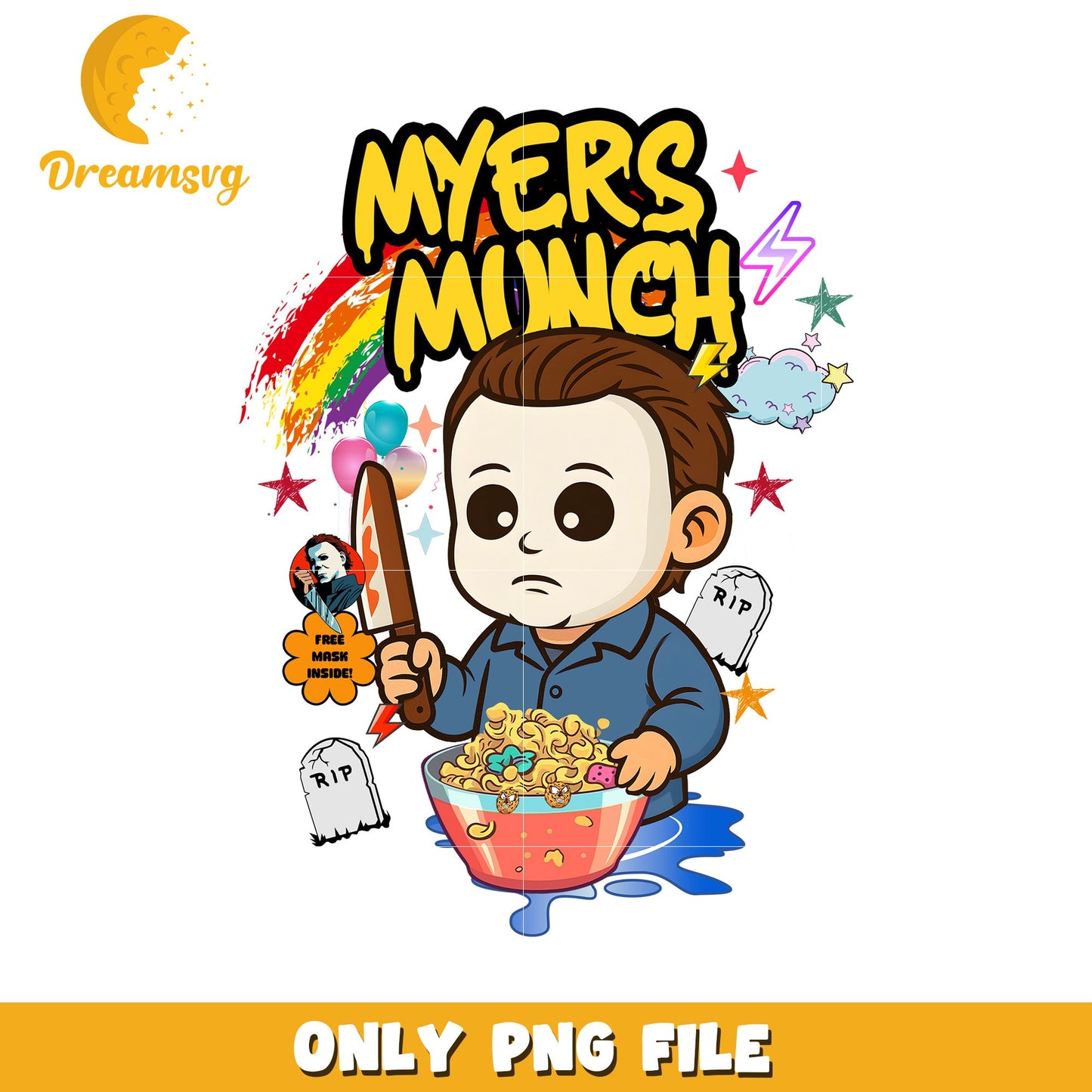 Myers munch design png, halloween time png, spooky season png