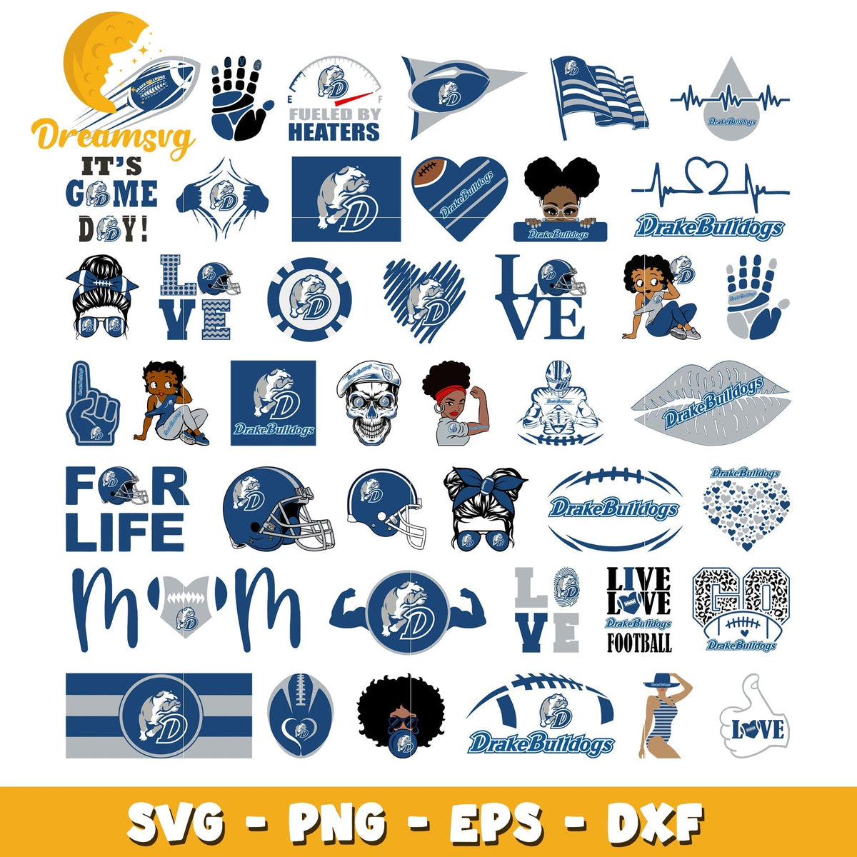 Drake bulldogs logo bundle svg, drake bulldogs football svg