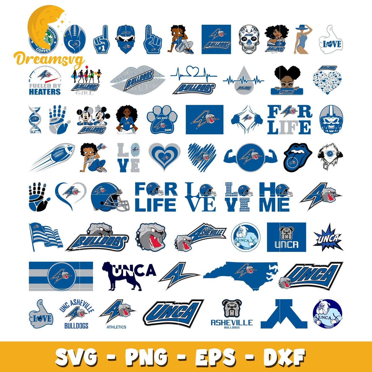 Unc asheville bulldogs logo design bundle svg, unc asheville bulldogs svg