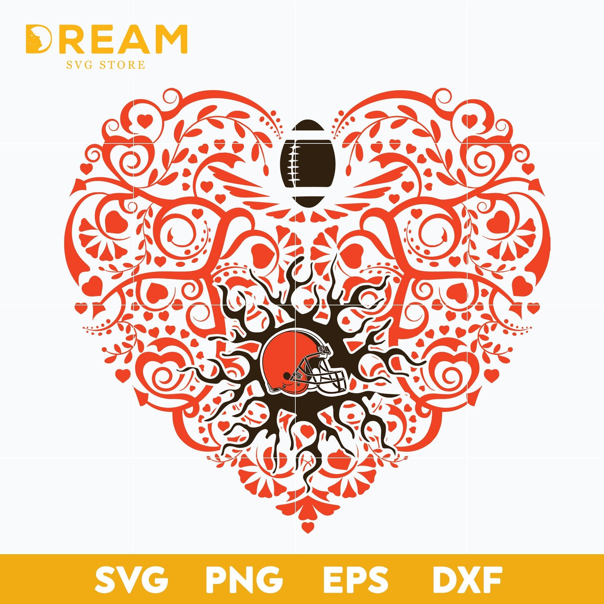 Cleveland Browns heart svg, Browns heart svg, Nfl svg, png, dxf, eps digital file NFL01112010L