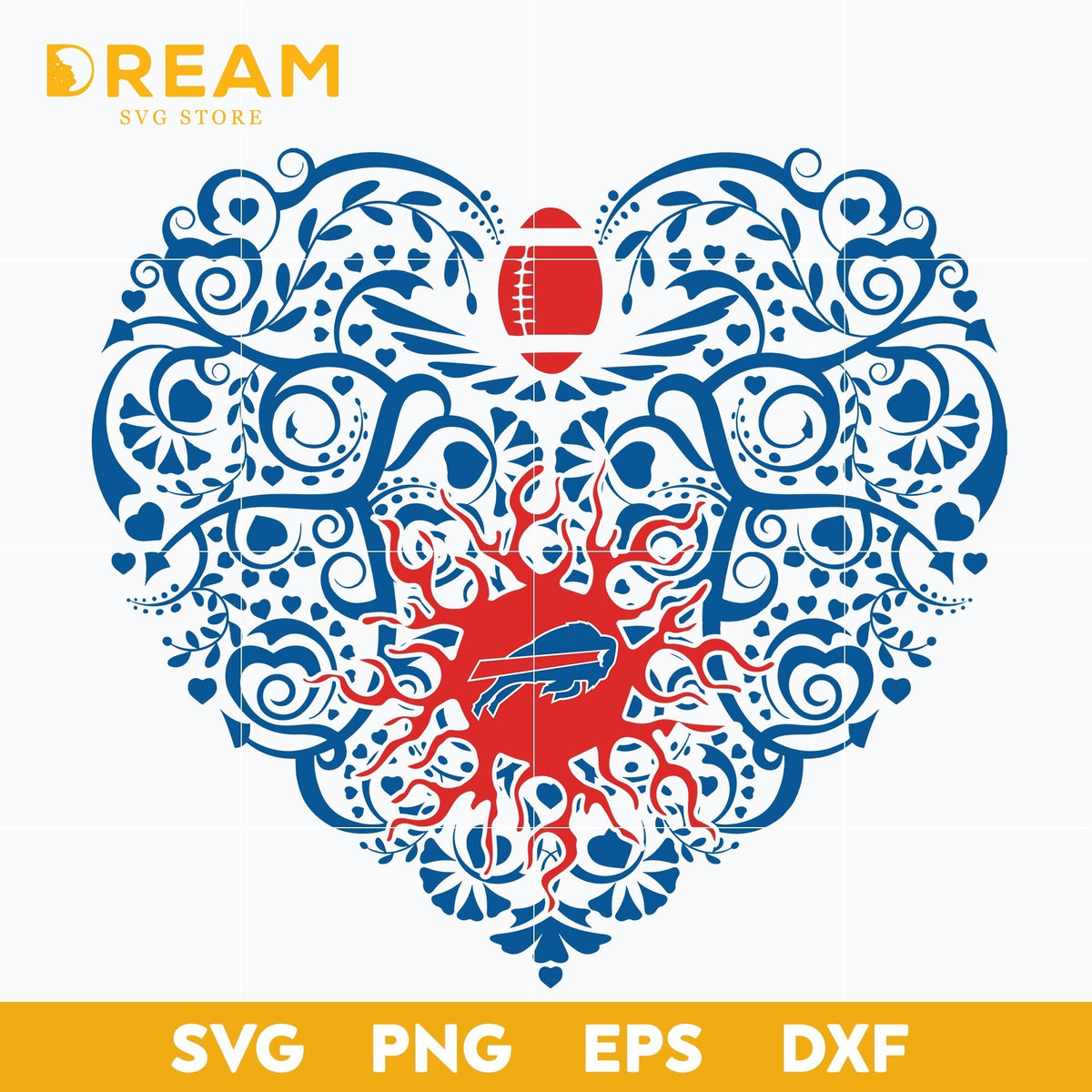 Buffalo Bills heart svg, Bills heart svg, Nfl svg, png, dxf, eps digital file NFL13102031L