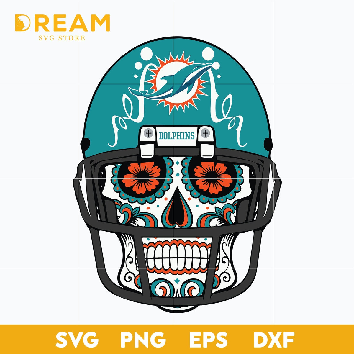 Miami Dolphins skull svg, Dolphins skull svg, Nfl svg, png, dxf, eps digital file NFL27102011L