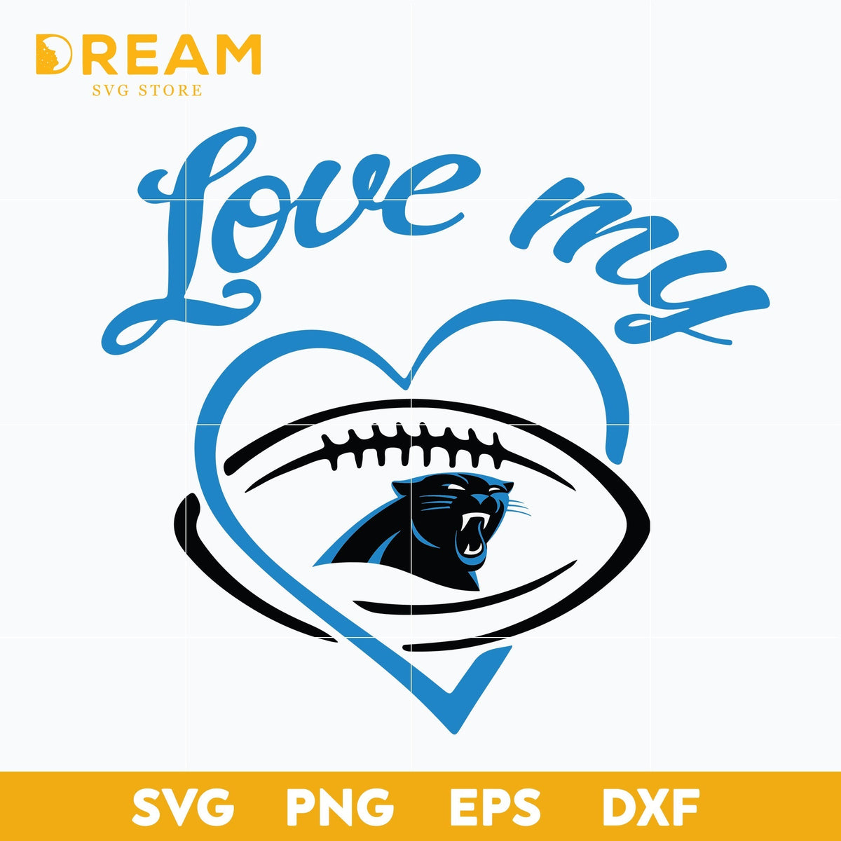 Love my Carolina Panthers heart svg, Panthers heart svg, Nfl svg, png, dxf, eps digital file NFL30102010L