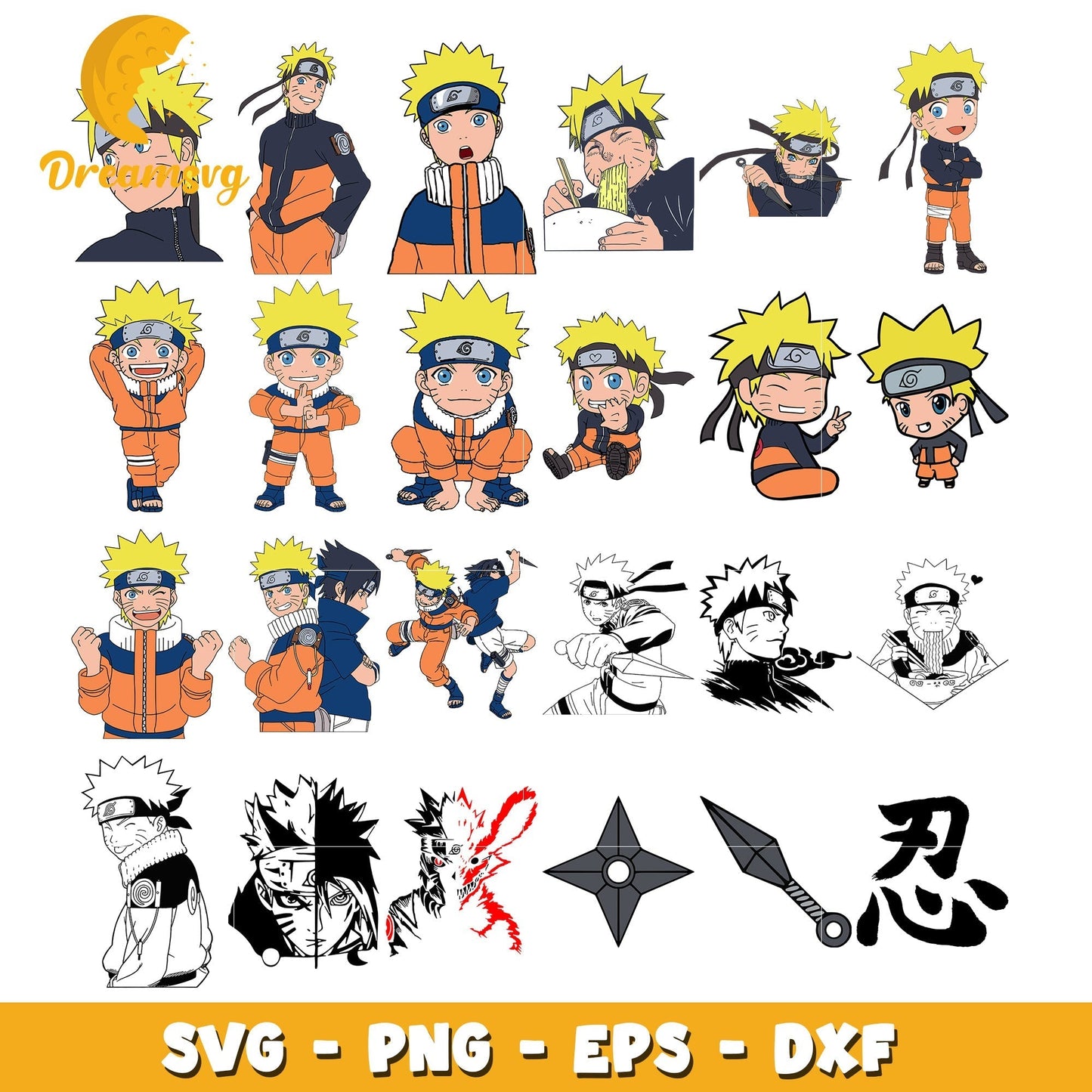 Anime naruto bundle design svg, naruto character svg, anime svg