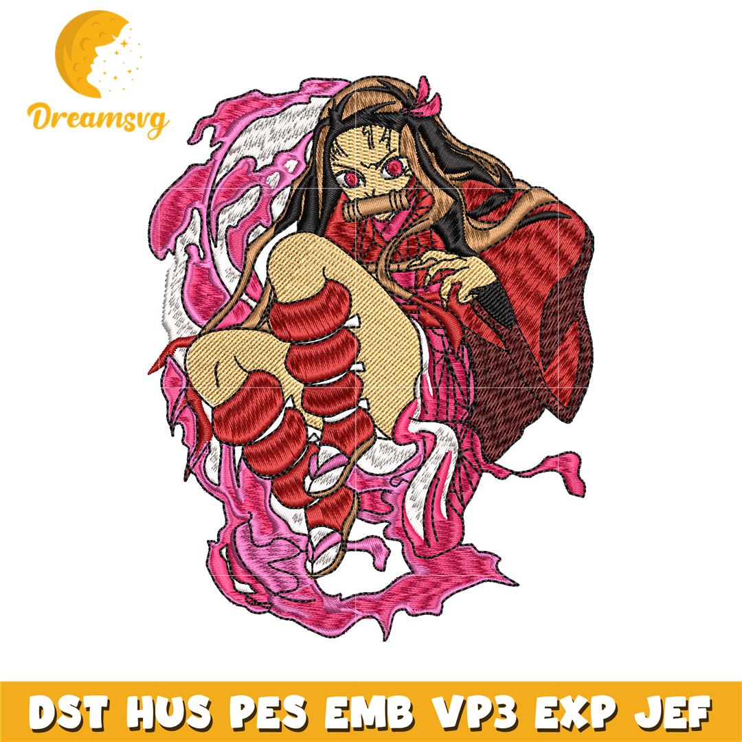 Nezuko power embroidery design