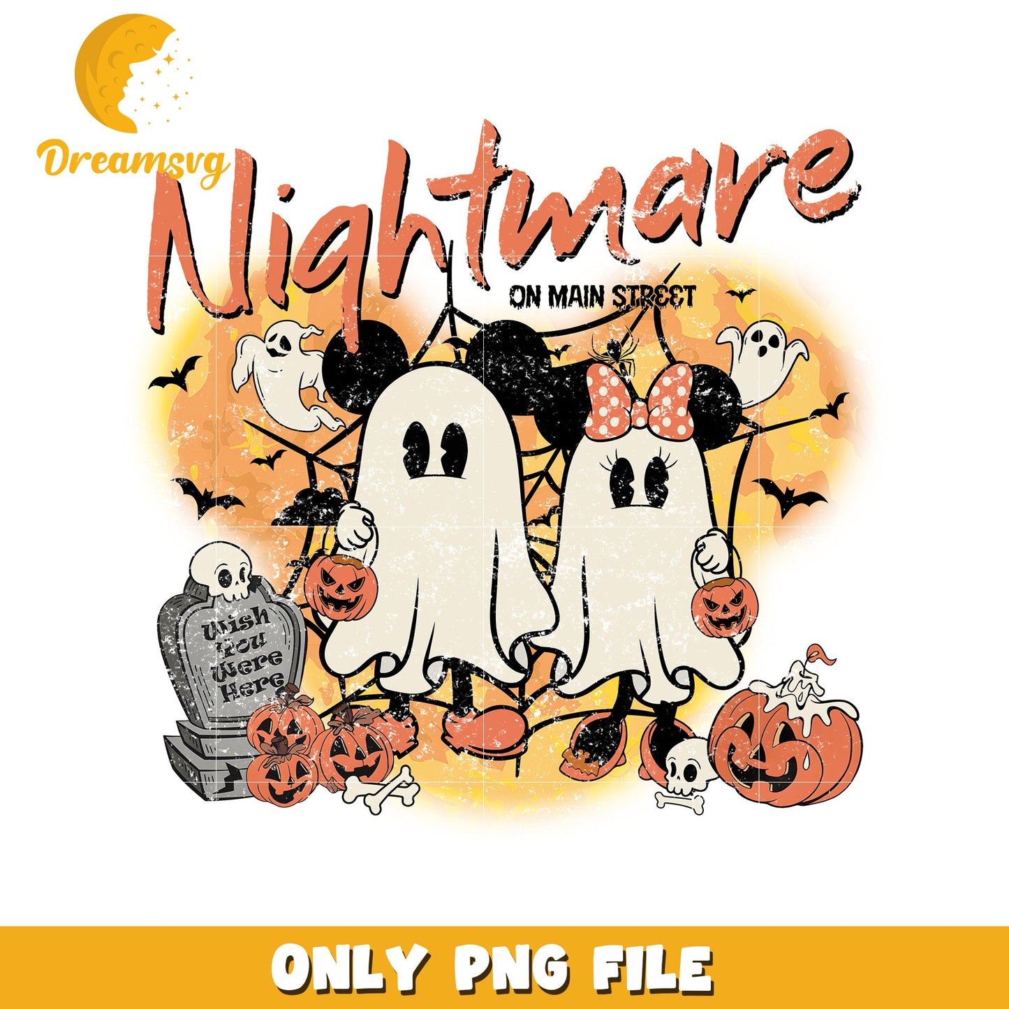 Nightmare mickey and winnie design png, trick or treat png, halloween pumpkin png