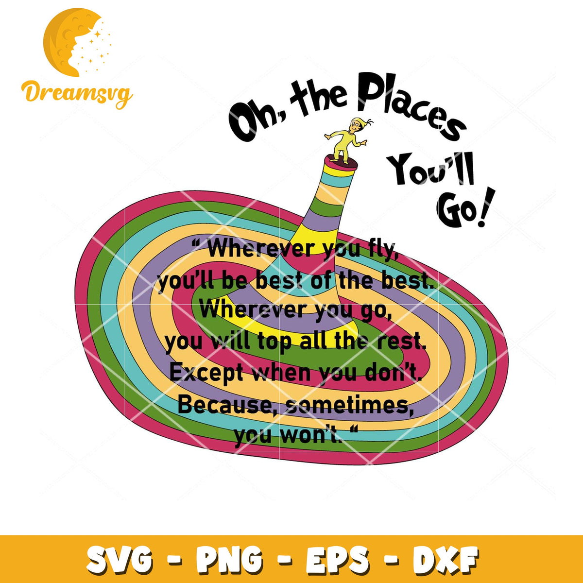 Oh the Places Youll Go Inspirational SVG Instant Download Art