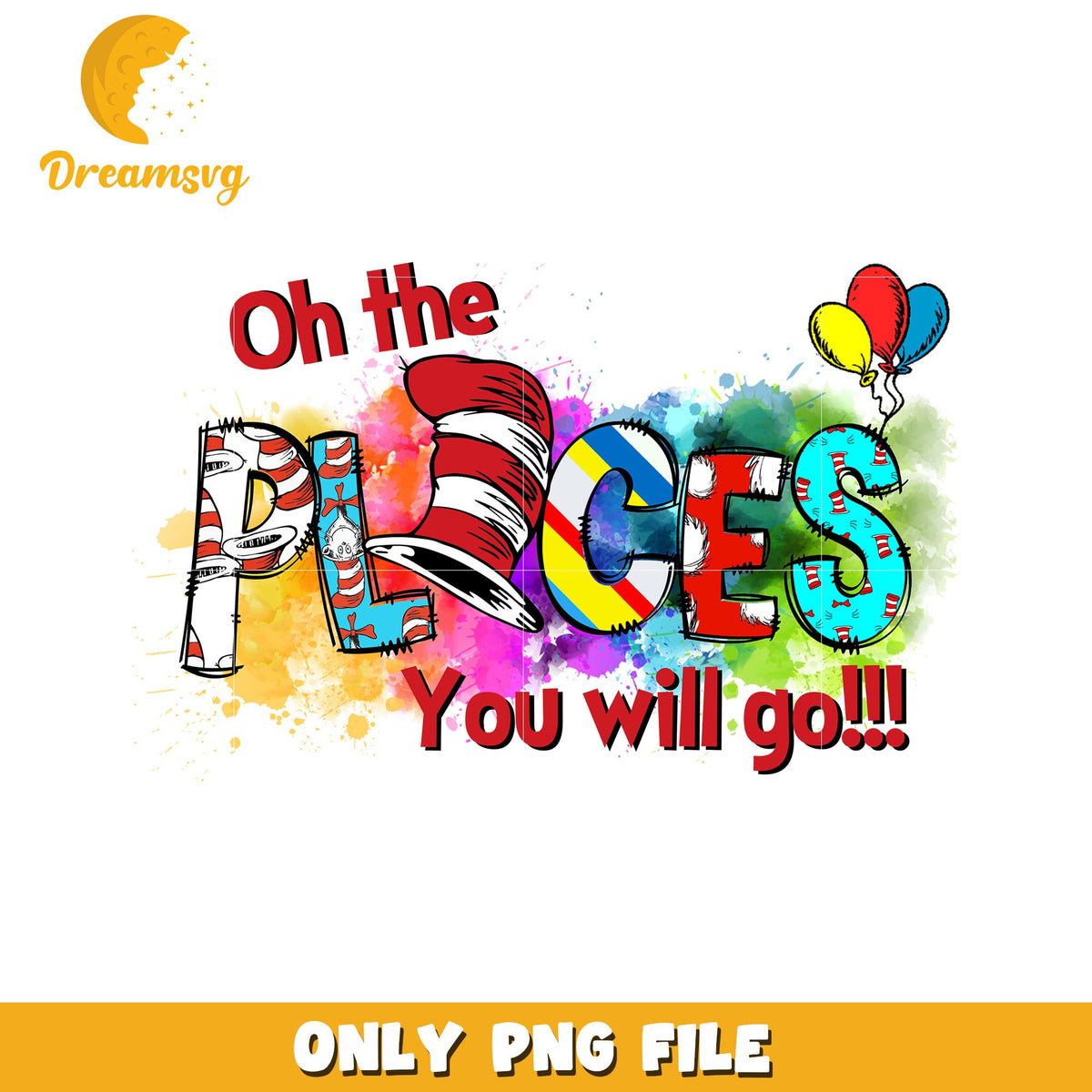 Oh the places yu will go dr seuss font png, font design png