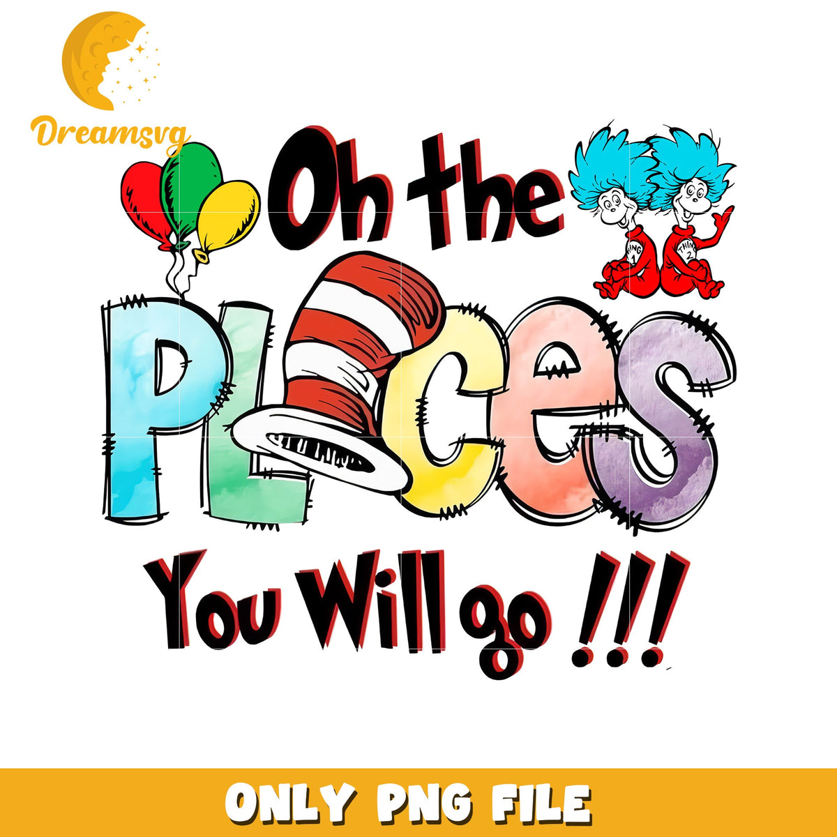 Oh the place you will go png, dr seuss png, font design png