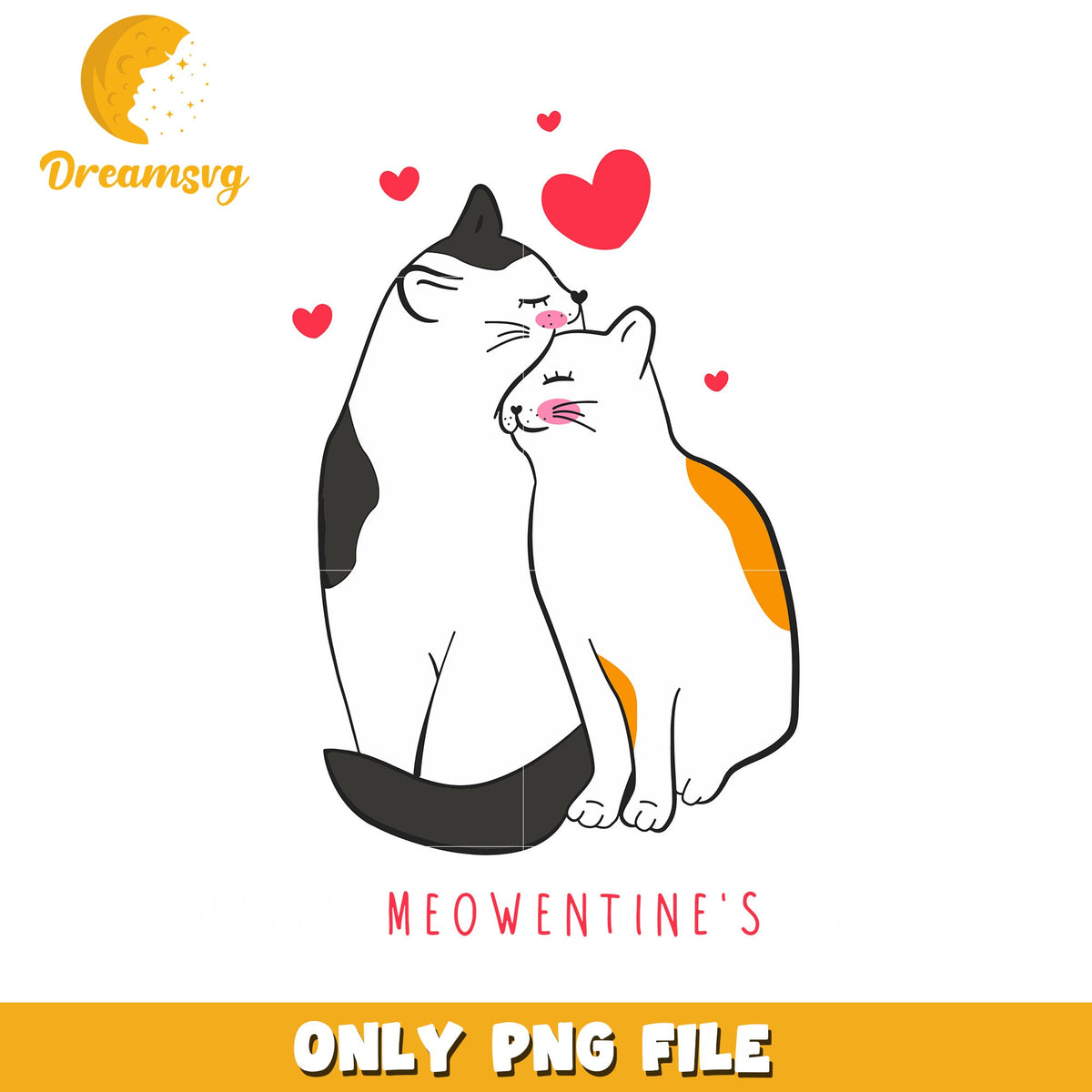 Option 1 (Focus on Valentine's Day) Meowentine's Day Cats PNG