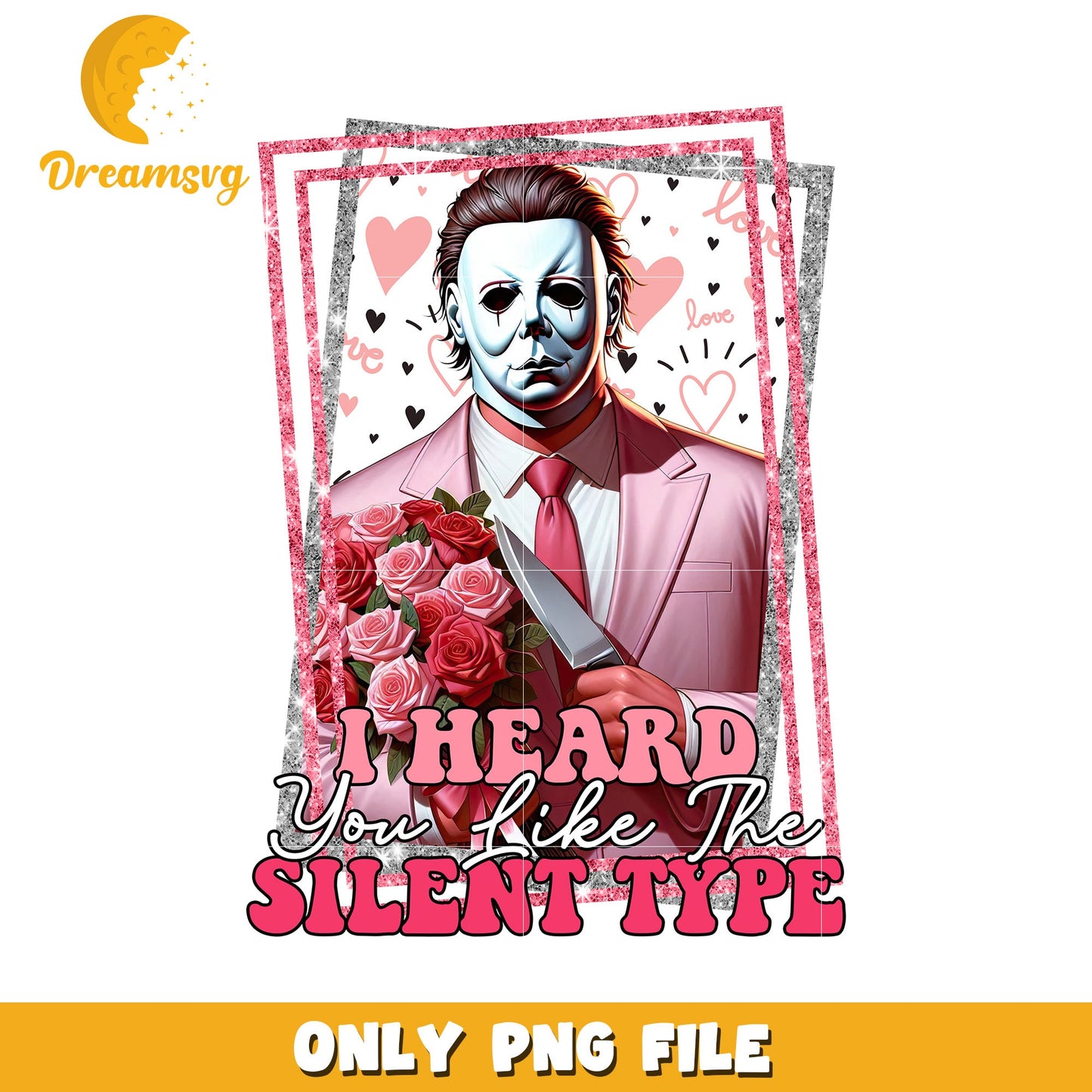 Option 1 (Focus on Valentine's Day) Valentine's Michael Myers PNG Sublimation
