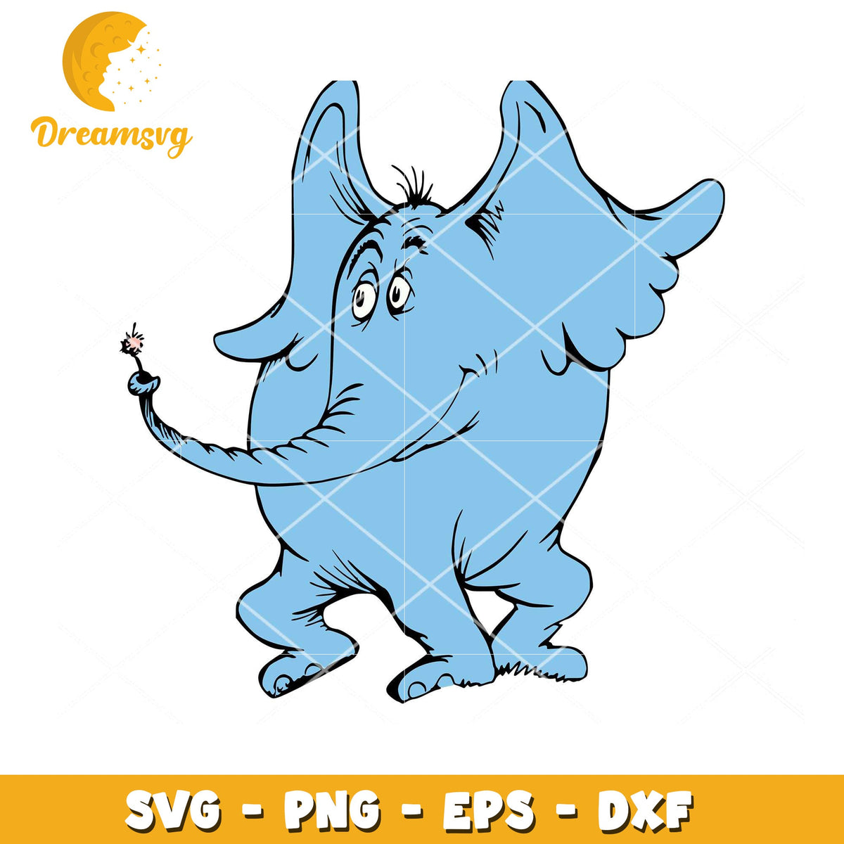 Option 1 (Focus on character) Blue Elephant SVG Cut File