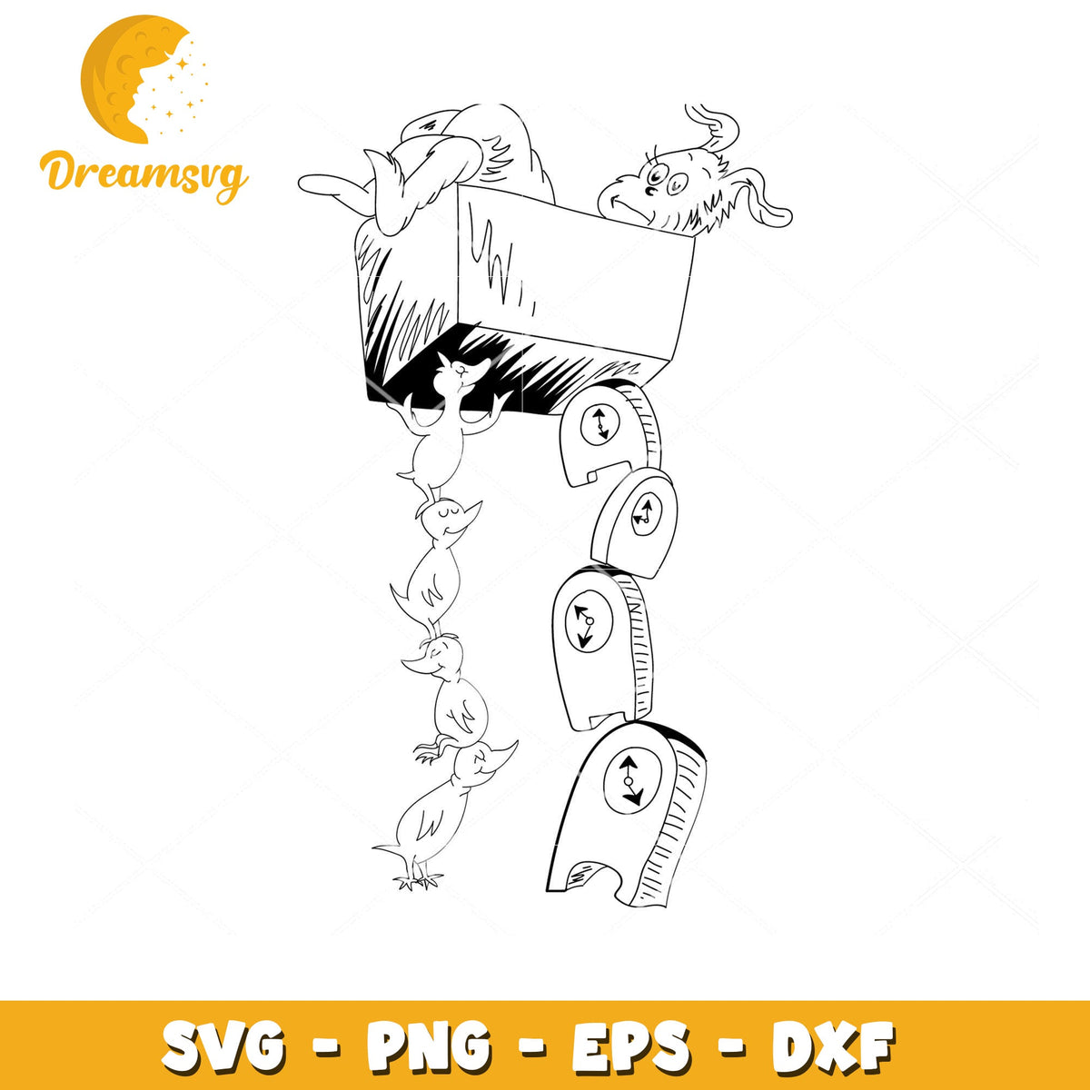 Option 1 (Focus on character) Cat in the Hat SVG Cut File
