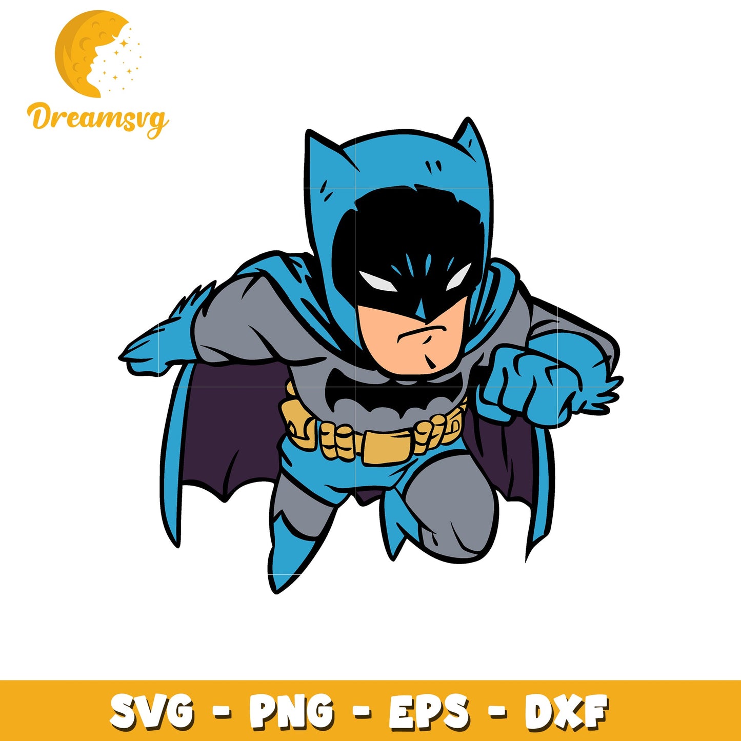 Option 1 (Focus on character) Cute Blue Batman SVG PNG EPS DXF