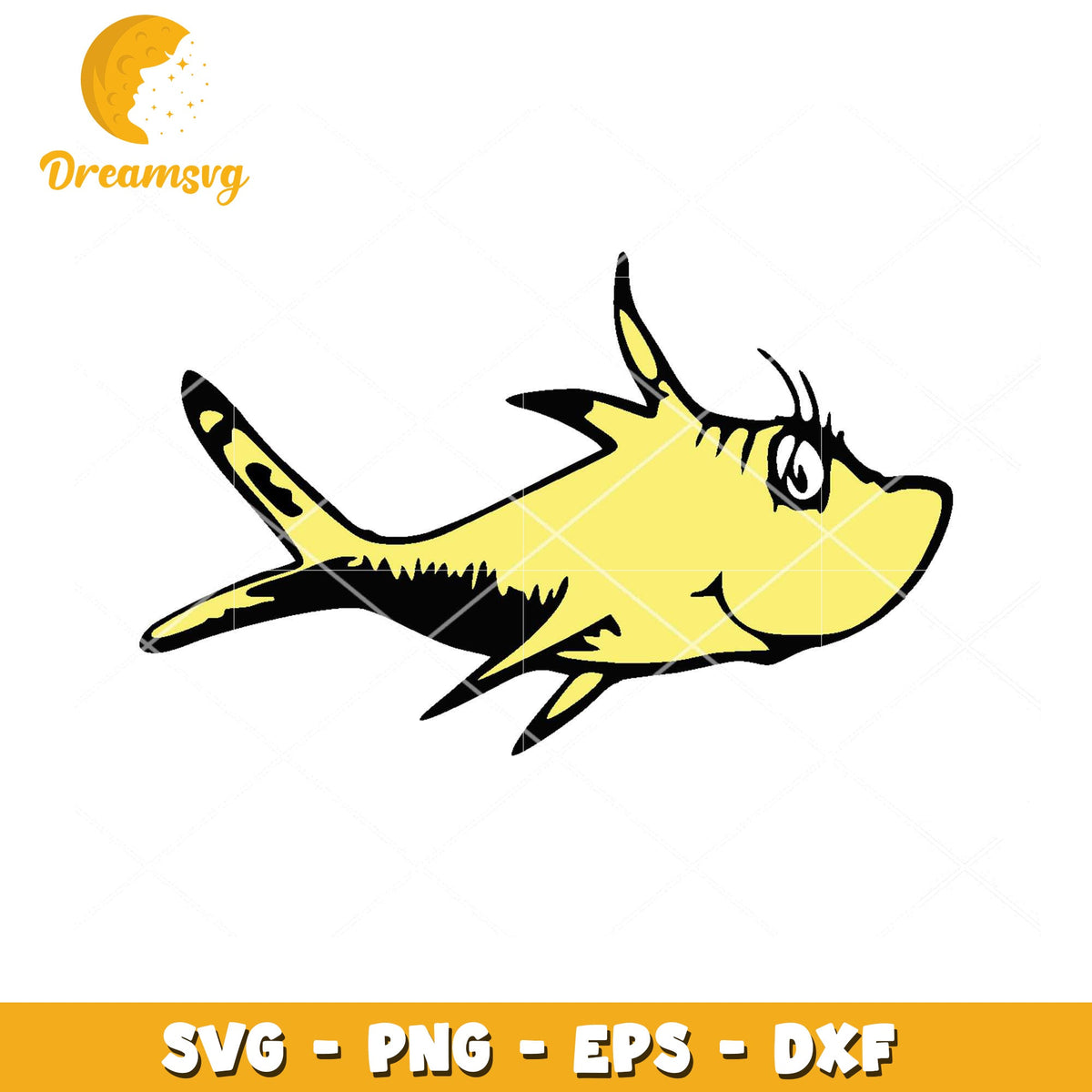 Option 1 (Focus on character) Dr Seuss Fish SVG Cut File Instant Download