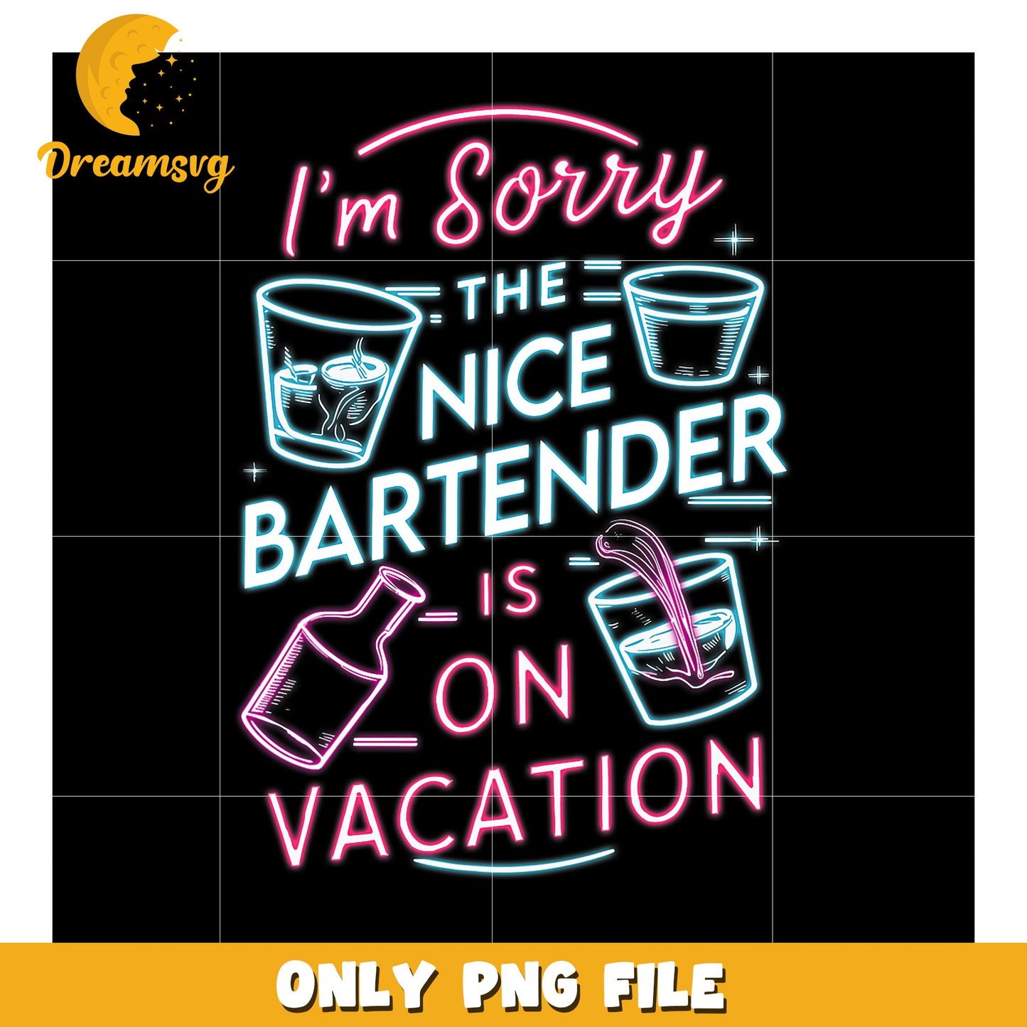 Option 1 (Focus on humor) Sorry Bartender Vacation PNG