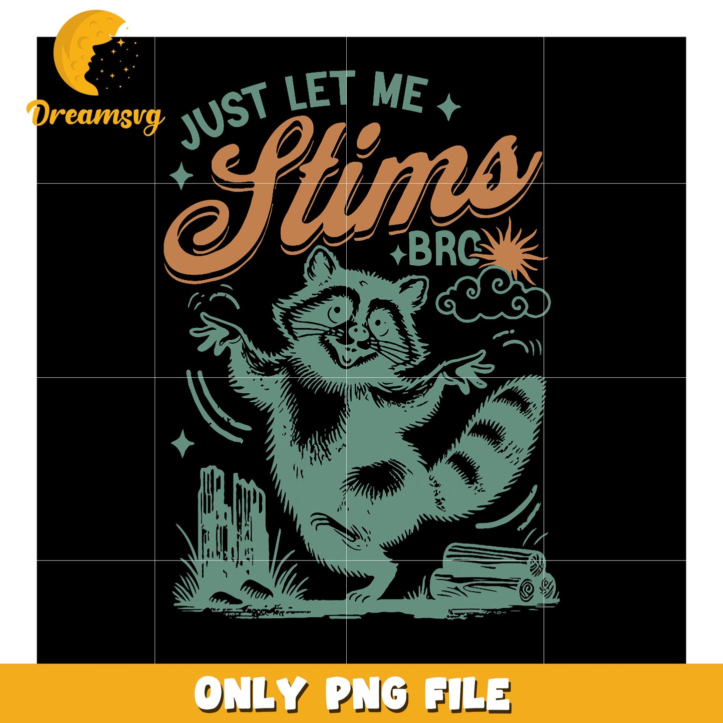Option 1 (Focus on keywords) Raccoon Slim PNG Design, Retro Vintage Graphic