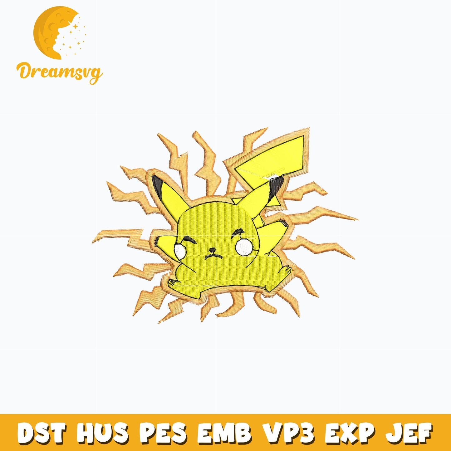 Pikachu thunder embroidery design