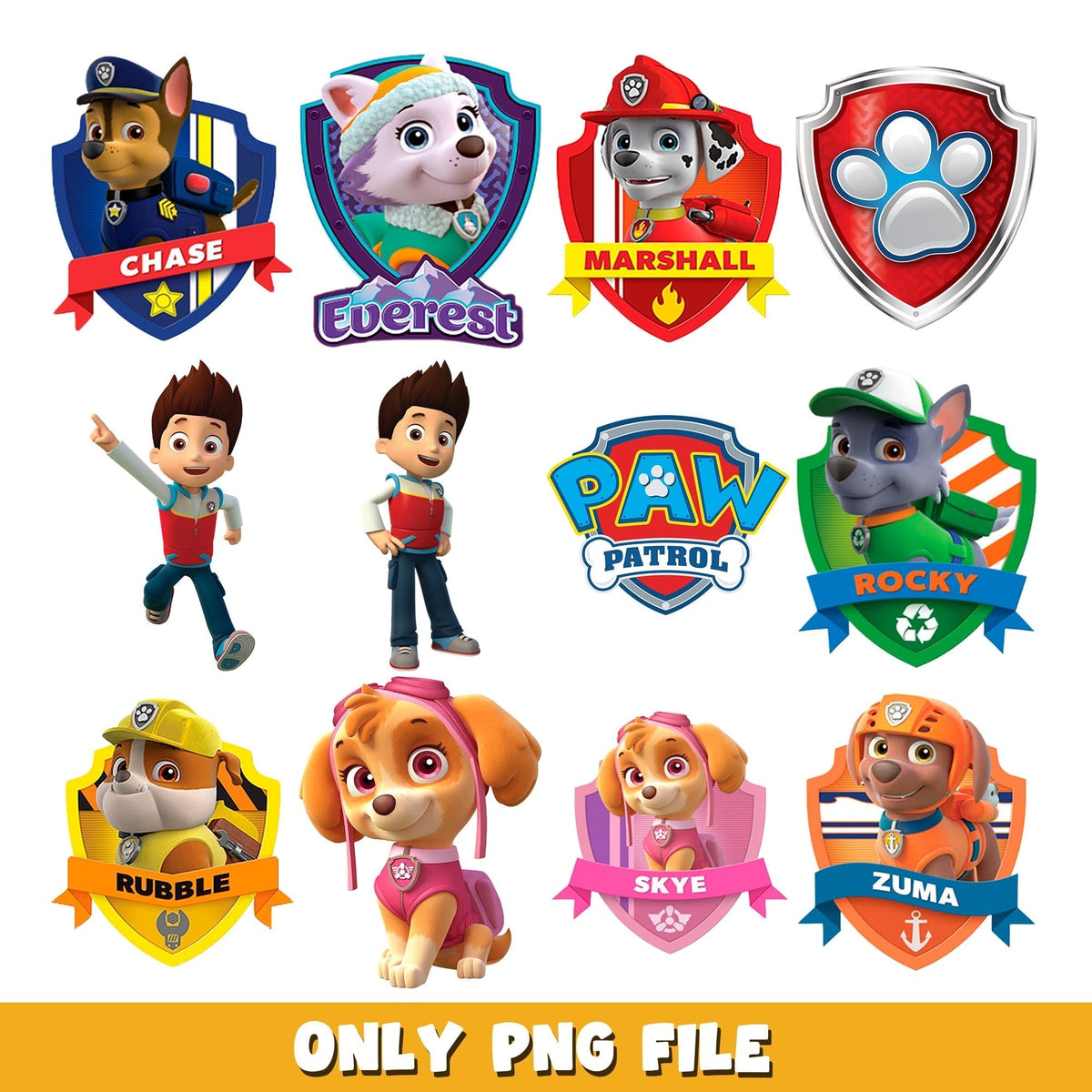 Paw Patrol characters png, Paw patrol bundle png, cartoon png