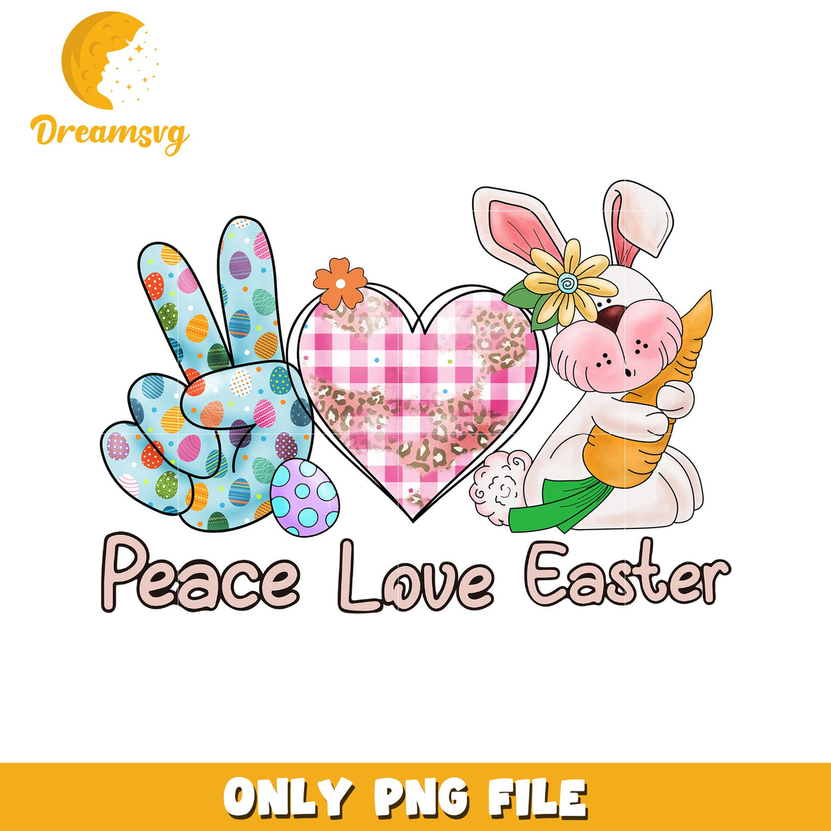 Peace Love Easter Bunny PNG Colorful Design for Spring