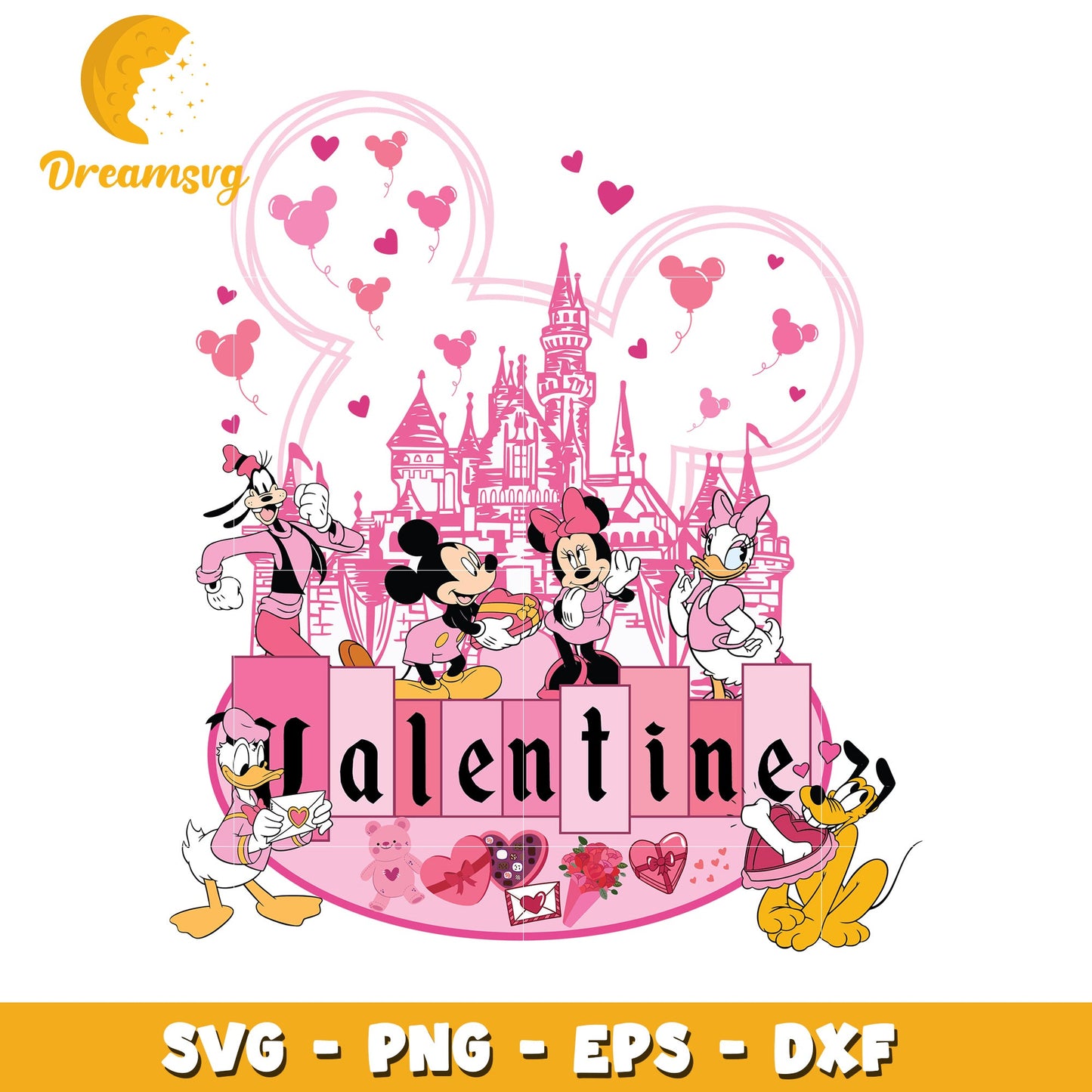 Pink Disney Valentine SVG Cut File