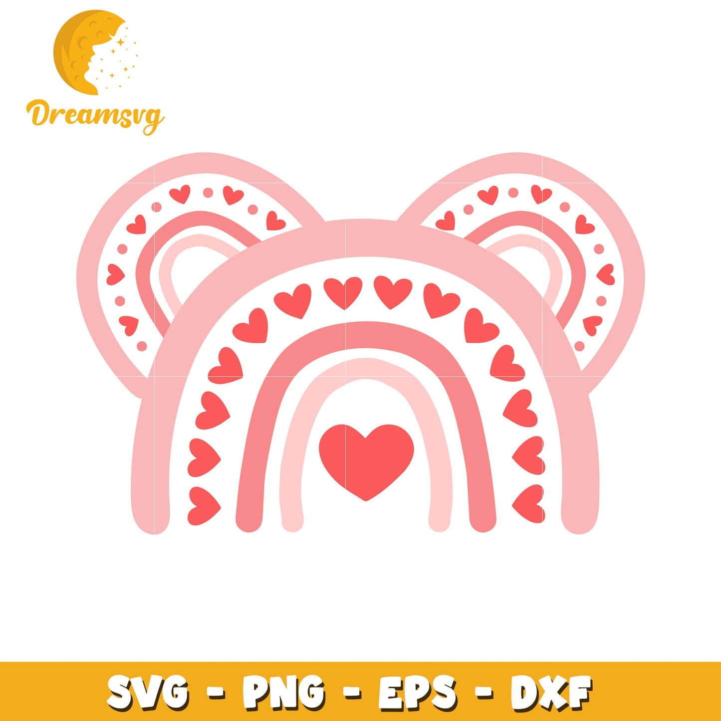 Pink Rainbow Heart SVG PNG EPS DXF