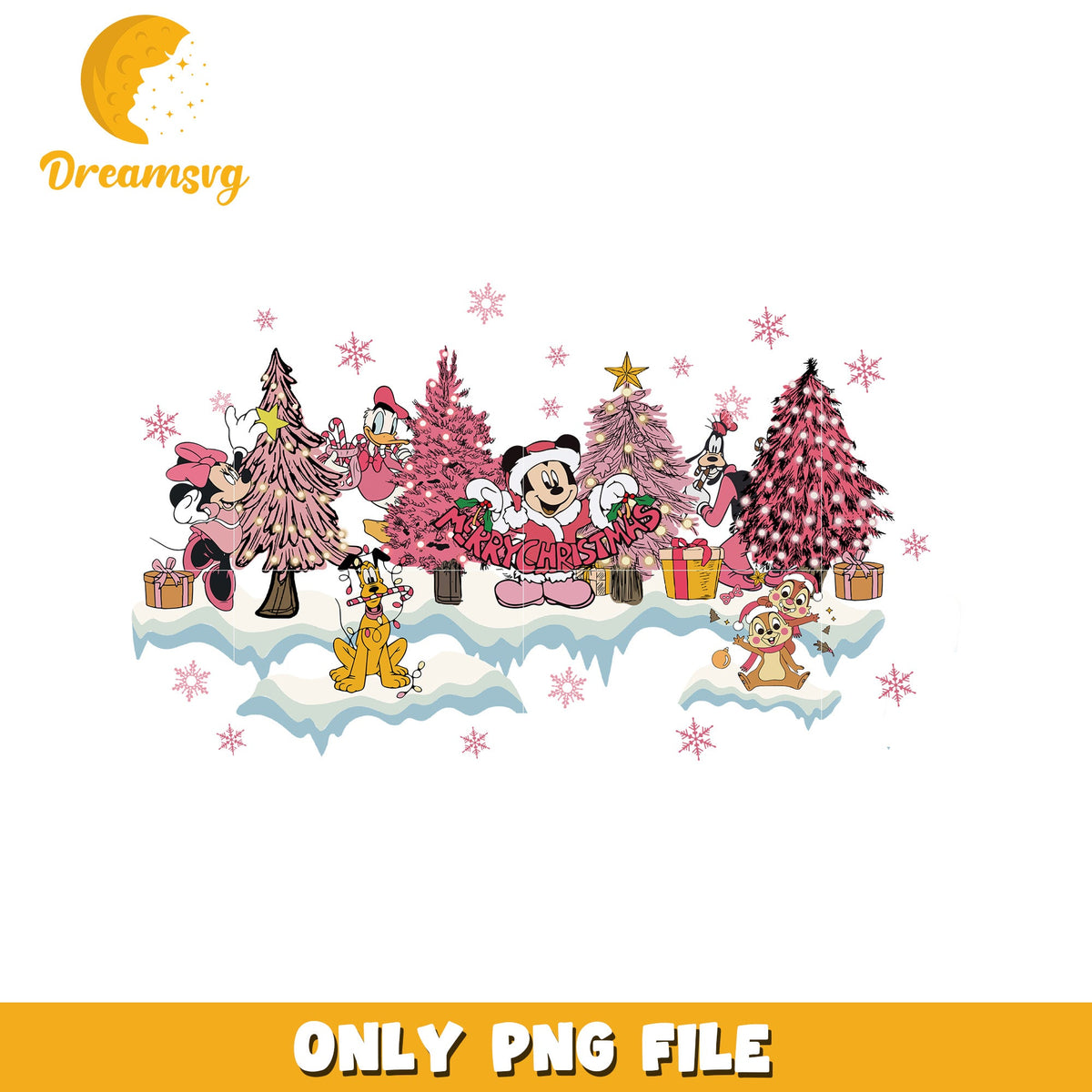 Pink pine tree png, disney joy png, christmas vibes png