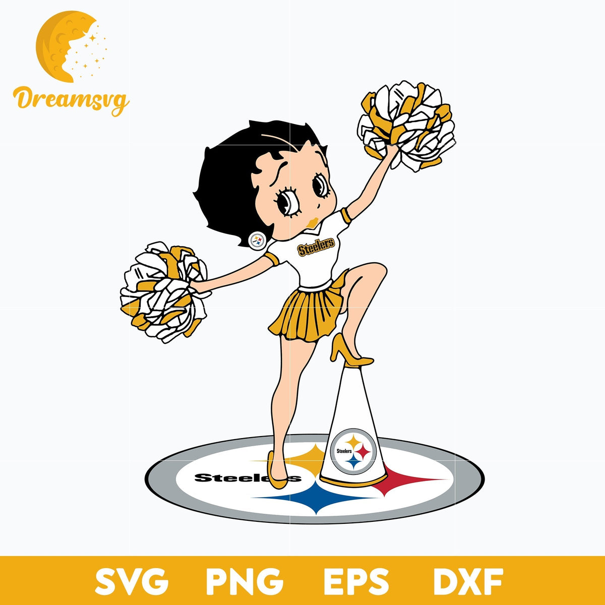 Pittsburgh Steelers Betty Boop Cheerleader Nfl Svg, Pittsburgh Steelers Svg, Sport Svg, Nfl Svg, Png, Dxf, Eps Digital File.