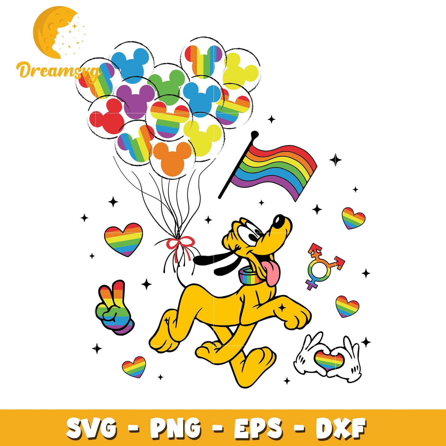 Playful Rainbow Pluto SVG Design for Pride Celebrations and Crafts
