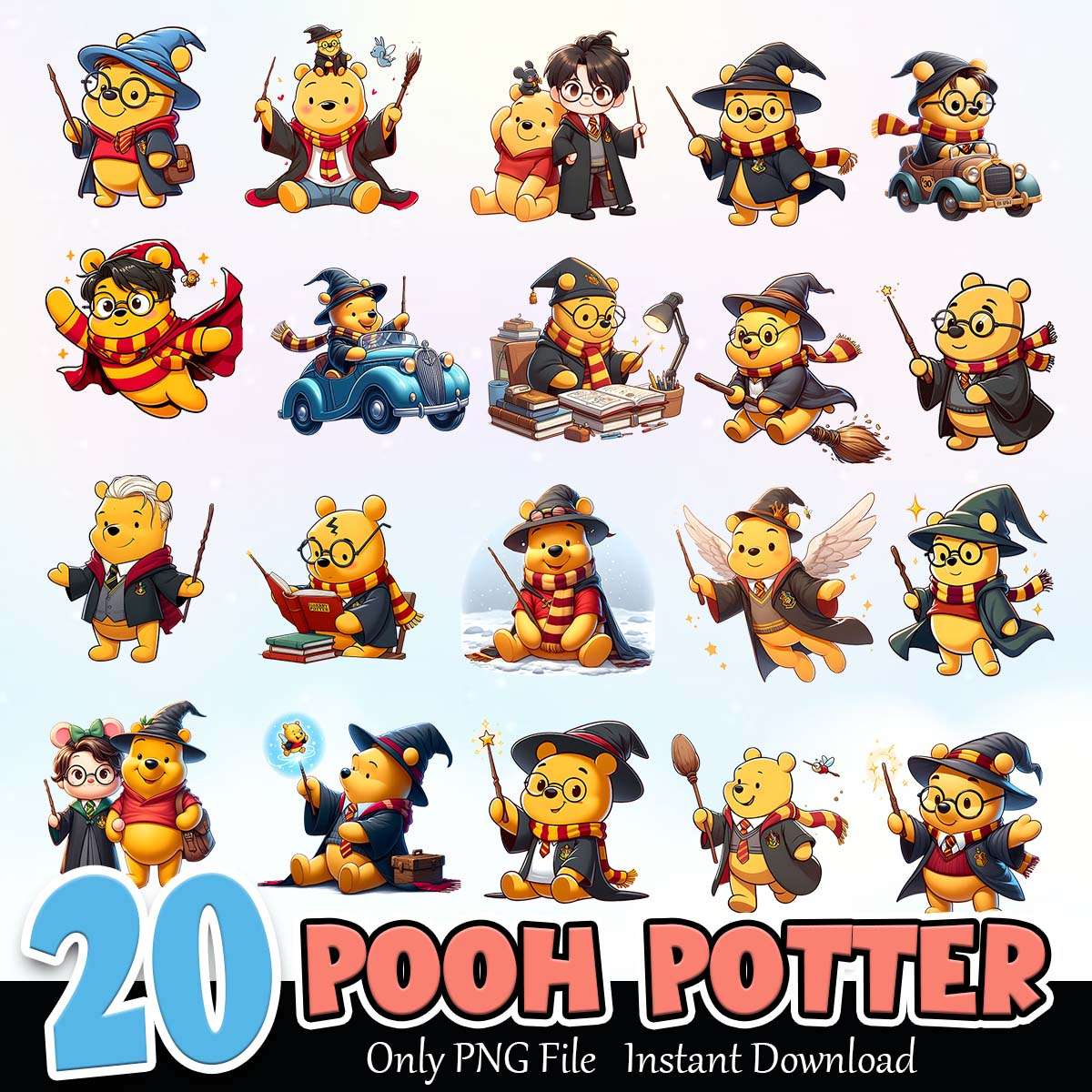Pooh Potter PNG Bundle Sublimation Instant Download