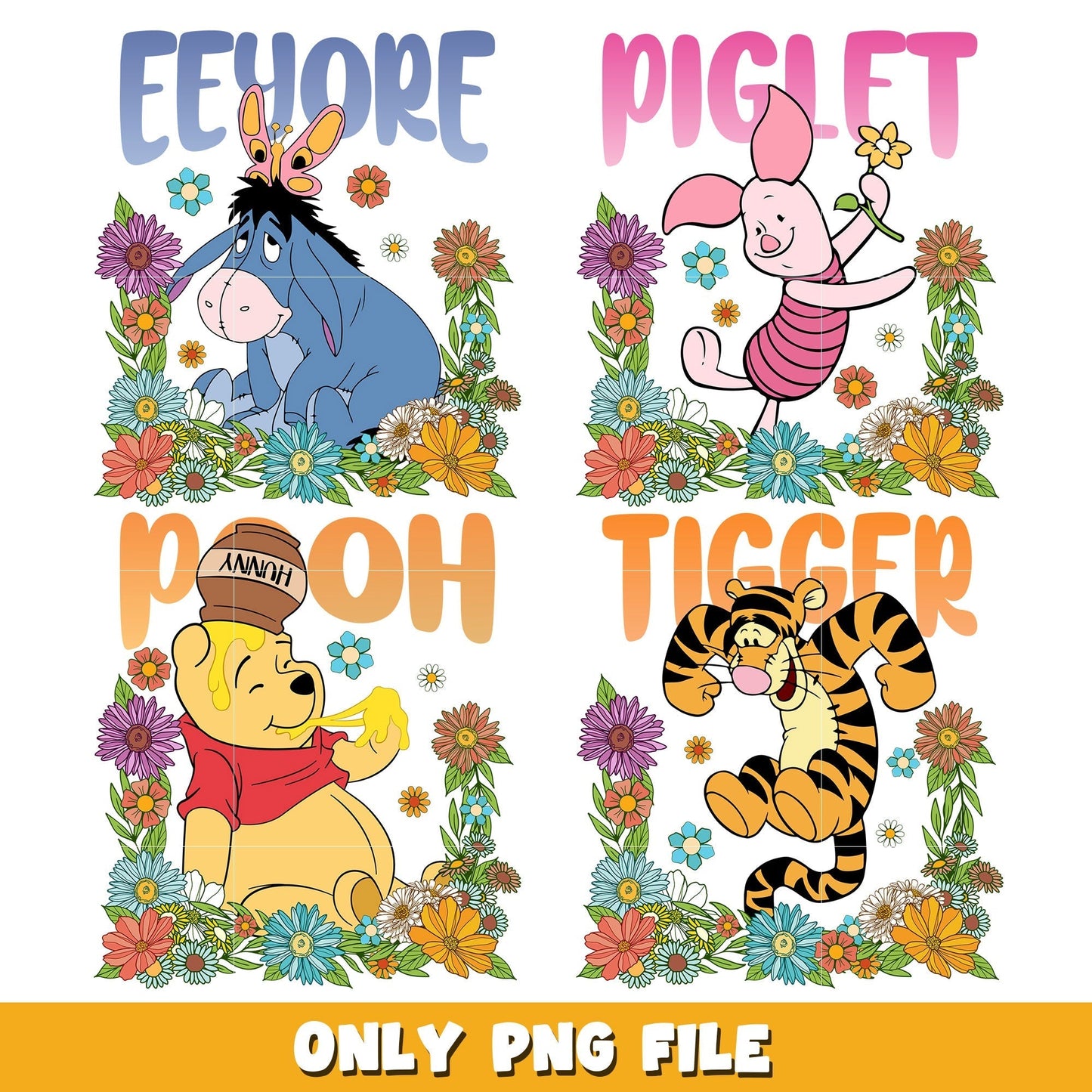 Winnie The Pooh Sticker bundle png, Winnie The Pooh png, Disney cartoon png, Digital download