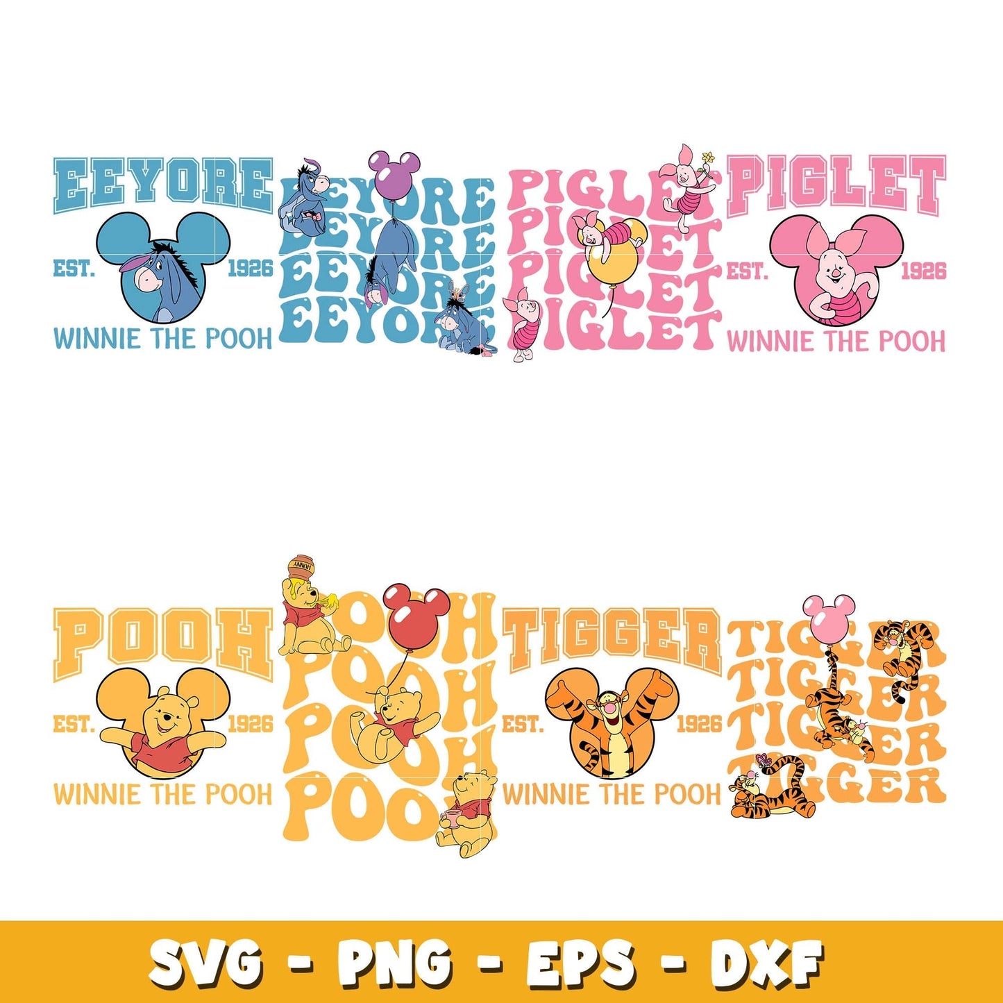 Winnie The Pooh Cartoon Characters bundle svg, winnie the pooh svg, Disney cartoon svg, Digital download