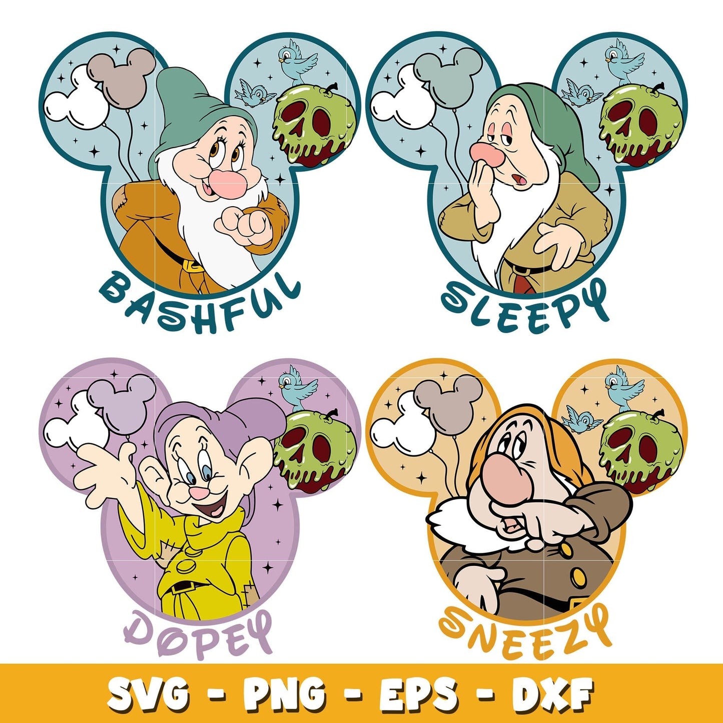 The Seven Dwarfs and friends bundle svg, Disney svg, Digital download