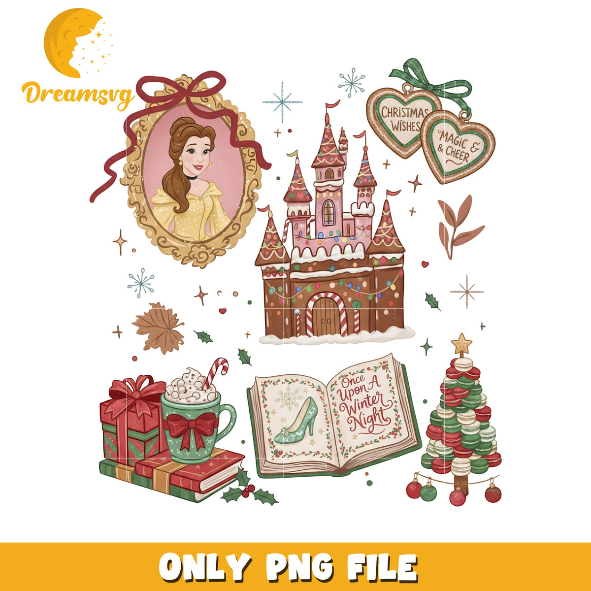 Princess belle png, christmas movie png, christmas tree png