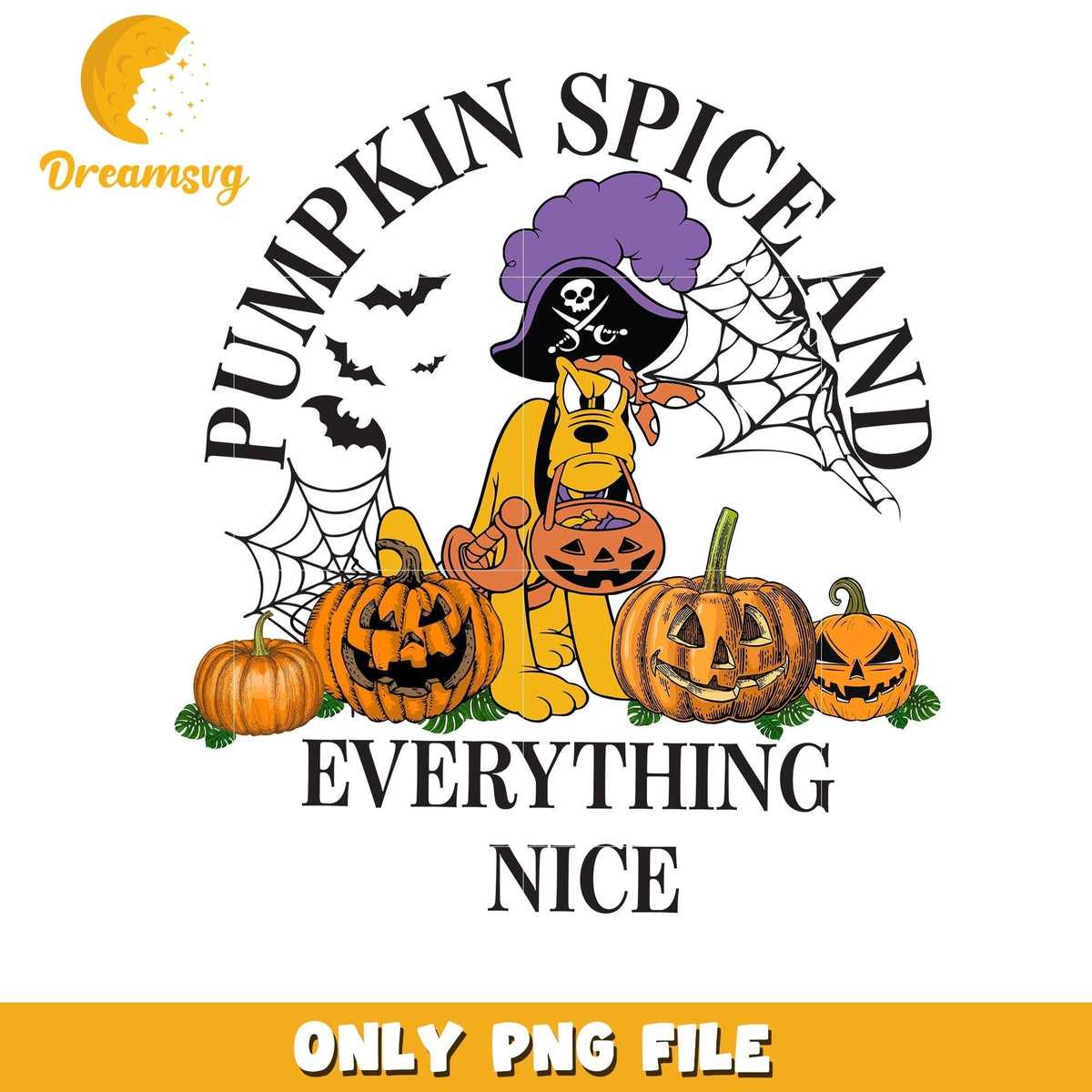 Pumpkin spice and everything nice Pluto png, Disney friends halloween vibes png