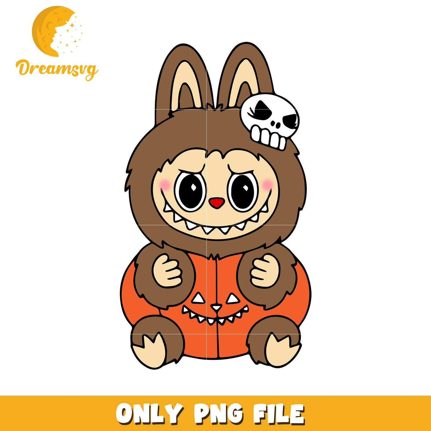 Pumpkin labubu design png, trick or treat png, halloween pumpkin png