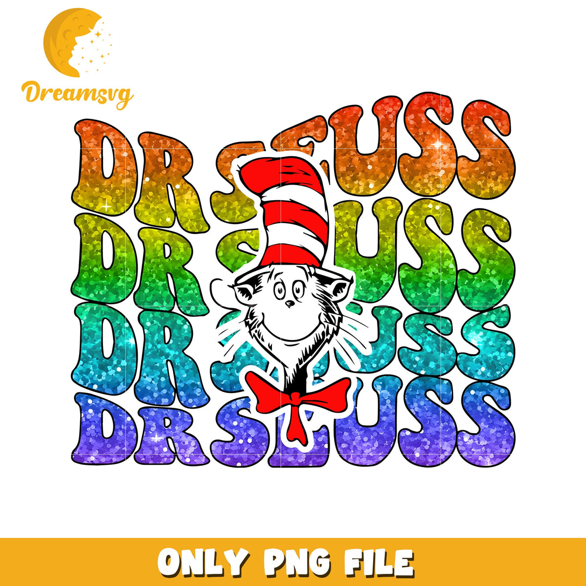 Rainbow Glitter Dr Seuss PNG