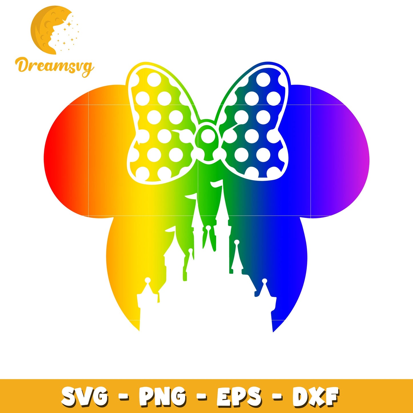Rainbow Minnie Bow Castle SVG PNG EPS DXF