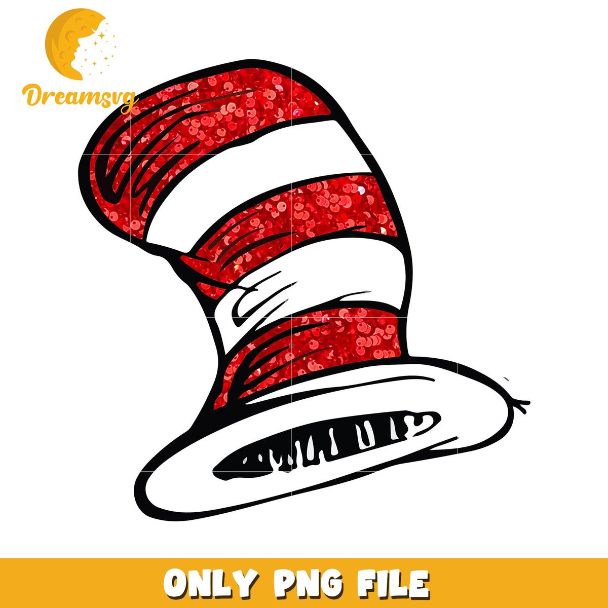 Red Glitter Cat in the Hat PNG