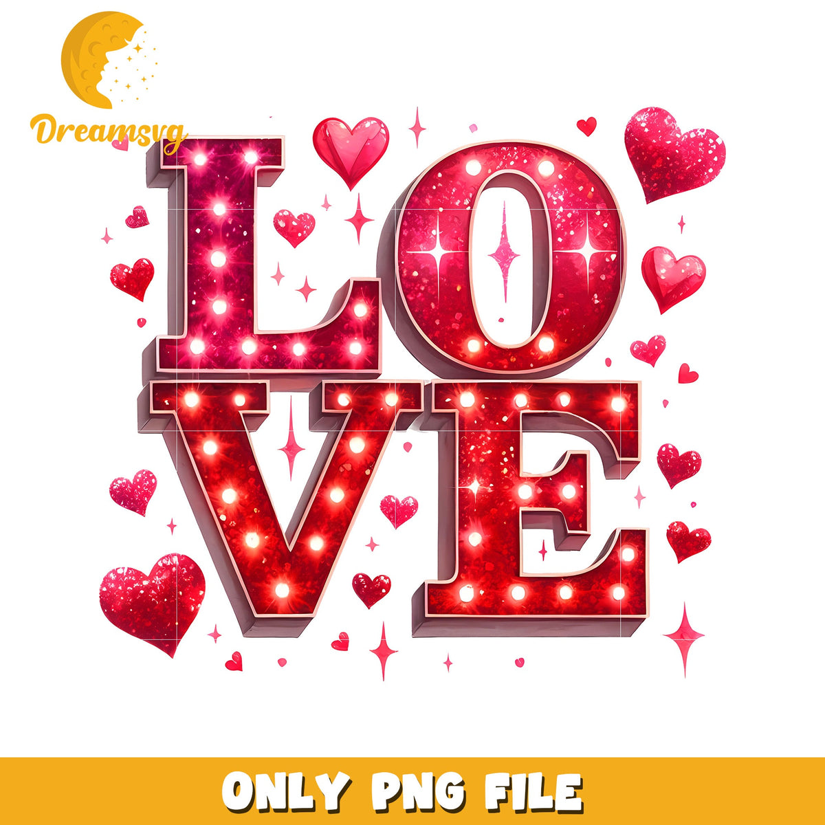 Red Glitter Love PNG Valentines